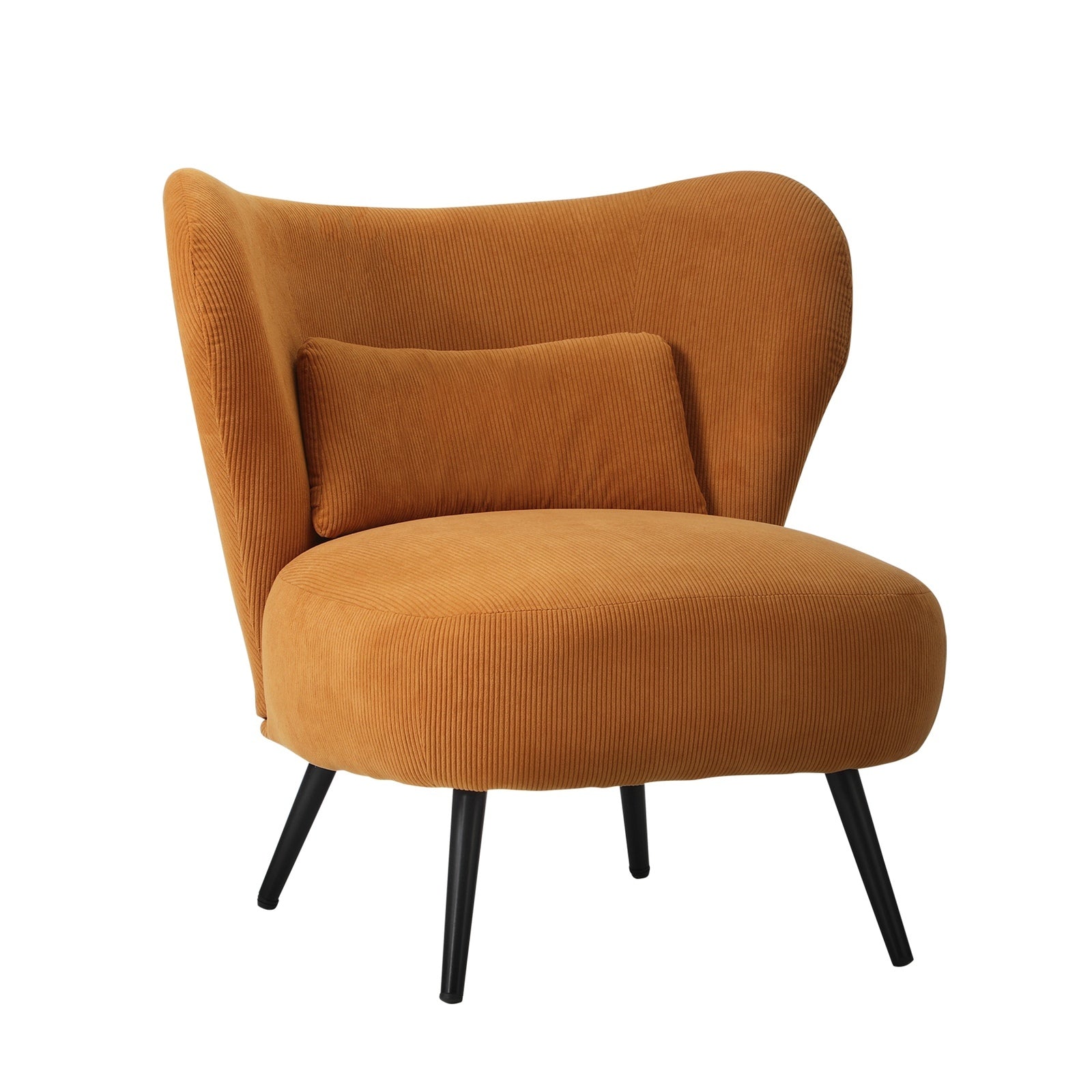 Oikiture 2x Armchair Lounge Chair with Lumbar Pillow Wingback Velvet Orange - Sunyee