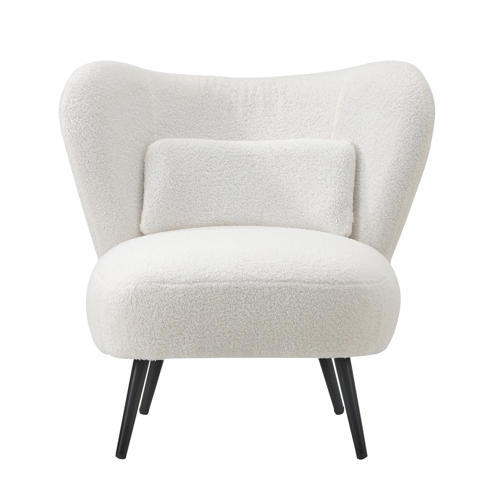 Oikiture Armchair Lounge Chair with Lumbar Pillow Wingback Boucle White - Sunyee