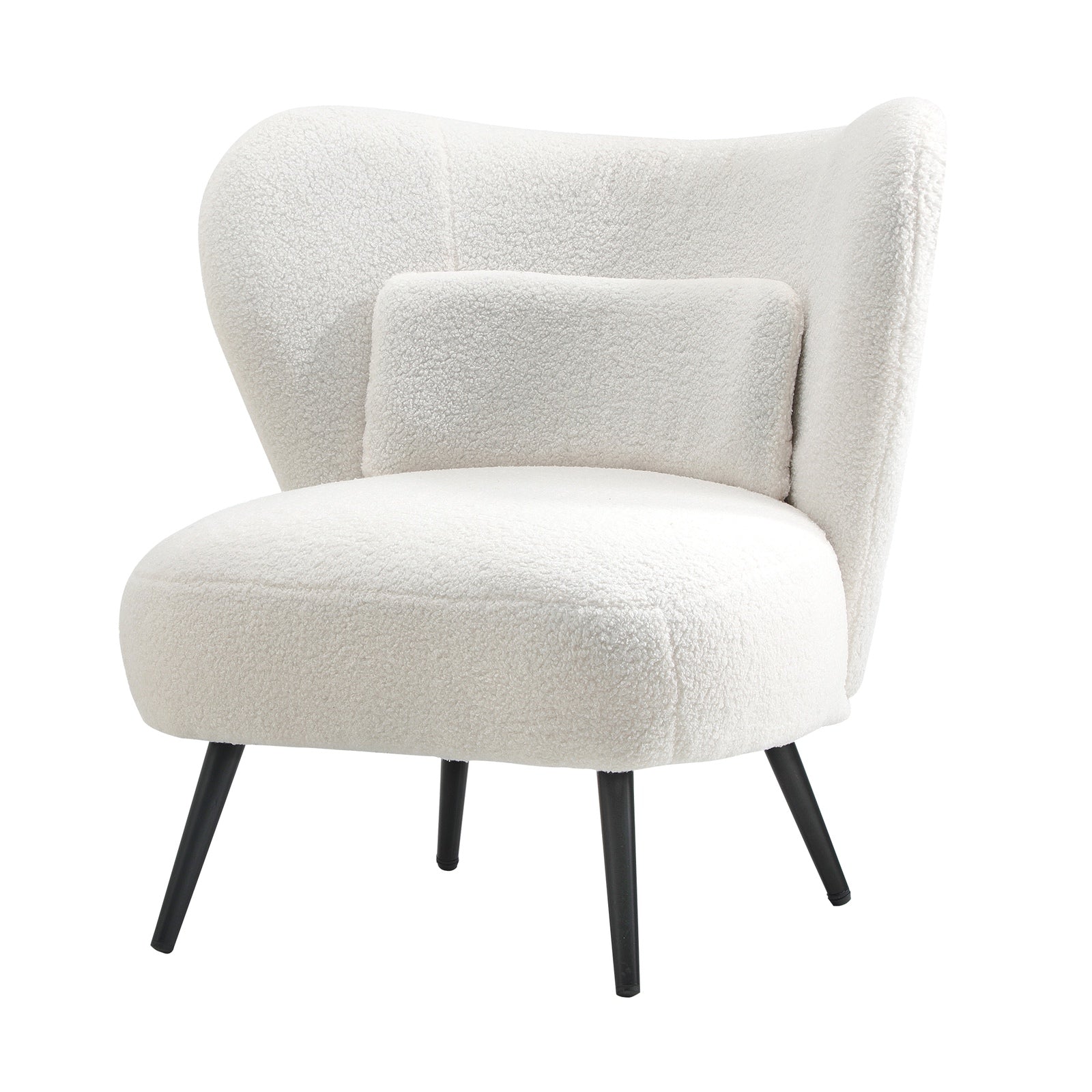 Oikiture Armchair Lounge Chair with Lumbar Pillow Wingback Boucle White - Sunyee
