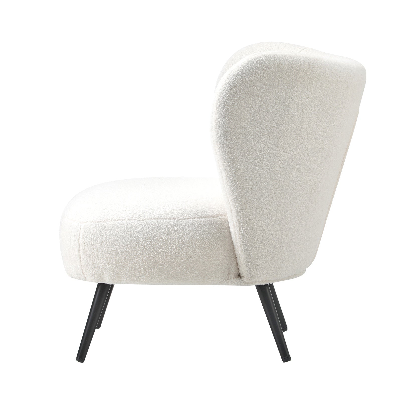 Oikiture Armchair Lounge Chair with Lumbar Pillow Wingback Boucle White - Sunyee