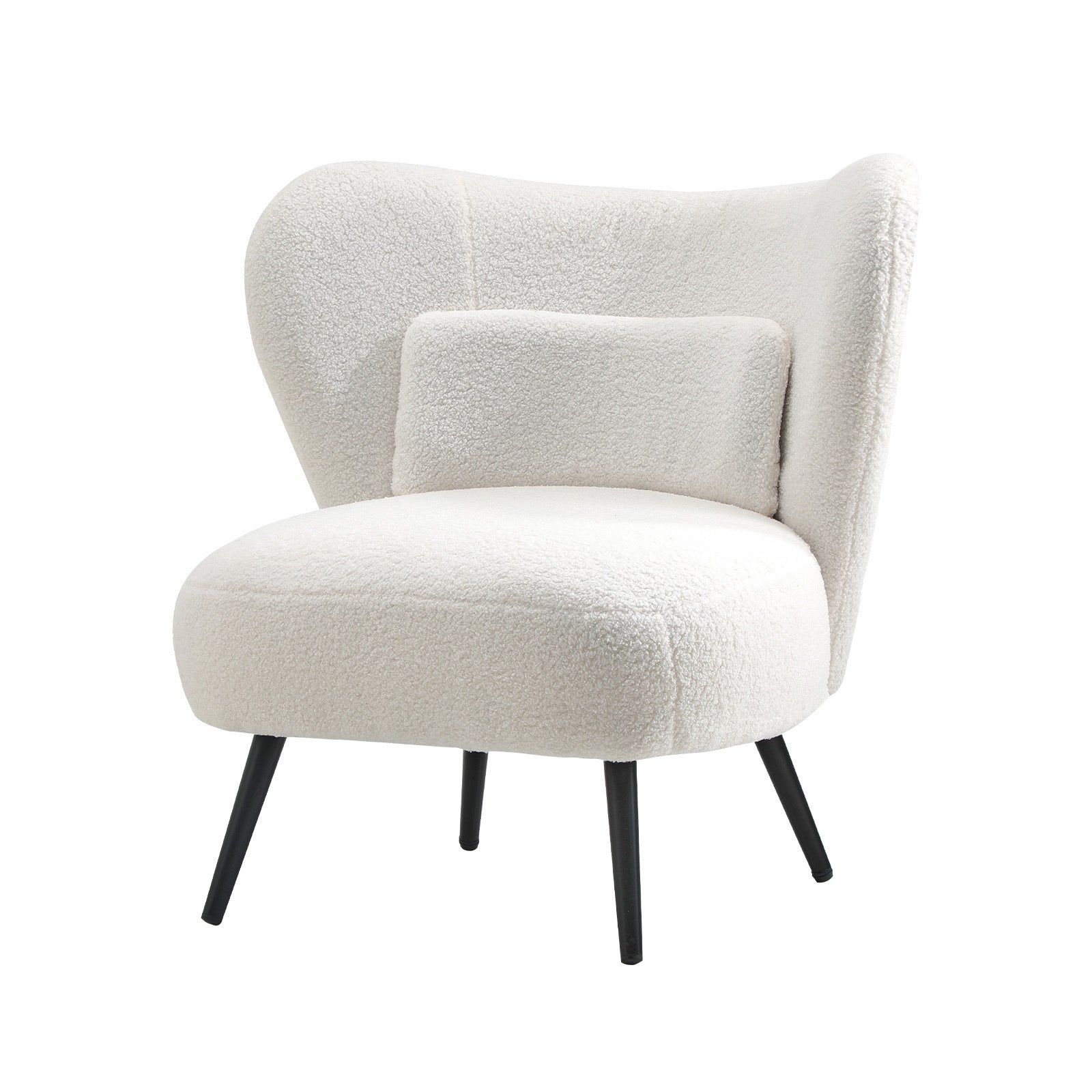 Oikiture Armchair Lounge Chair with Lumbar Pillow Wingback Boucle White - Sunyee