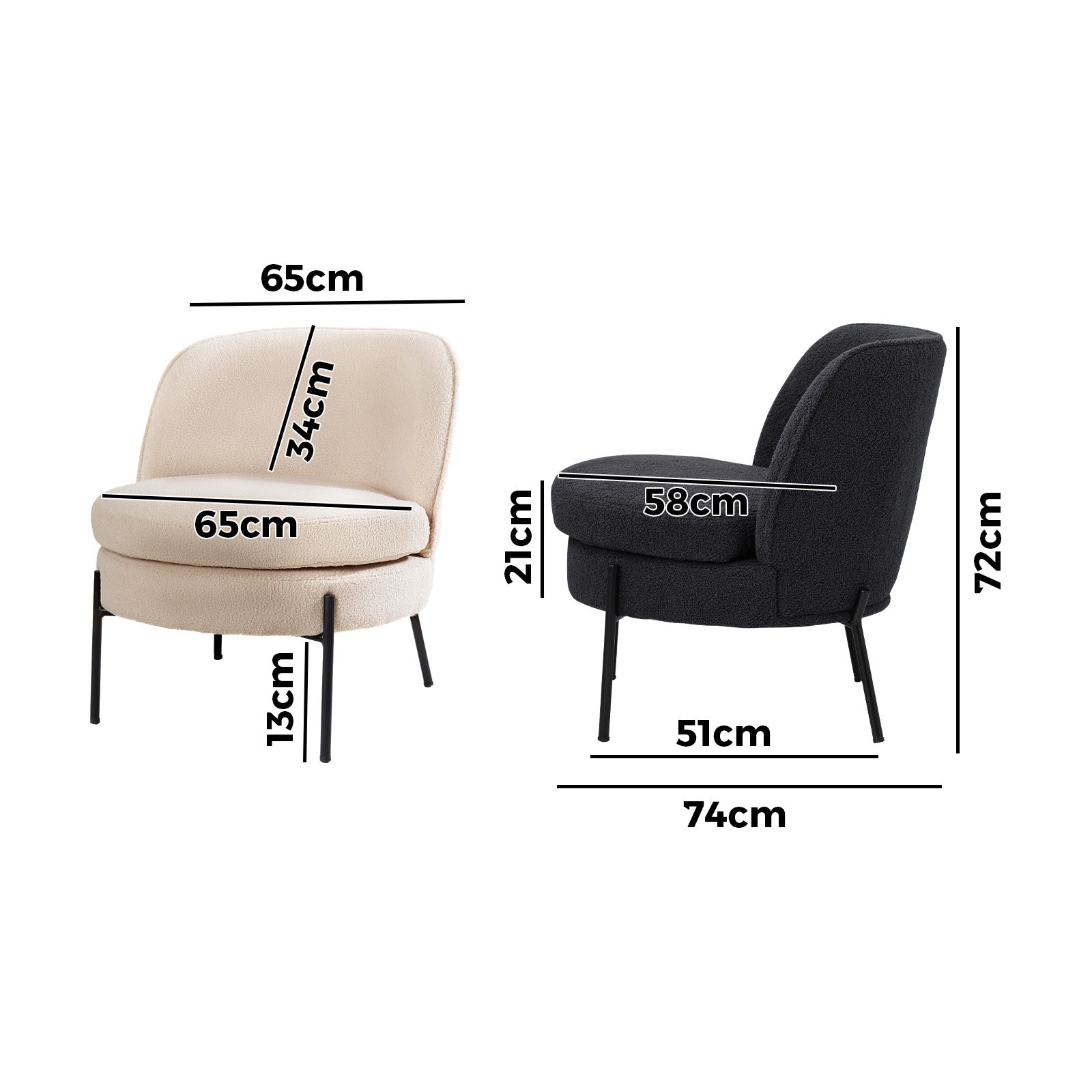 Oikiture Armchair Lounge Chair Accent Couch Chairs Padded Sofa Boucle - Sunyee
