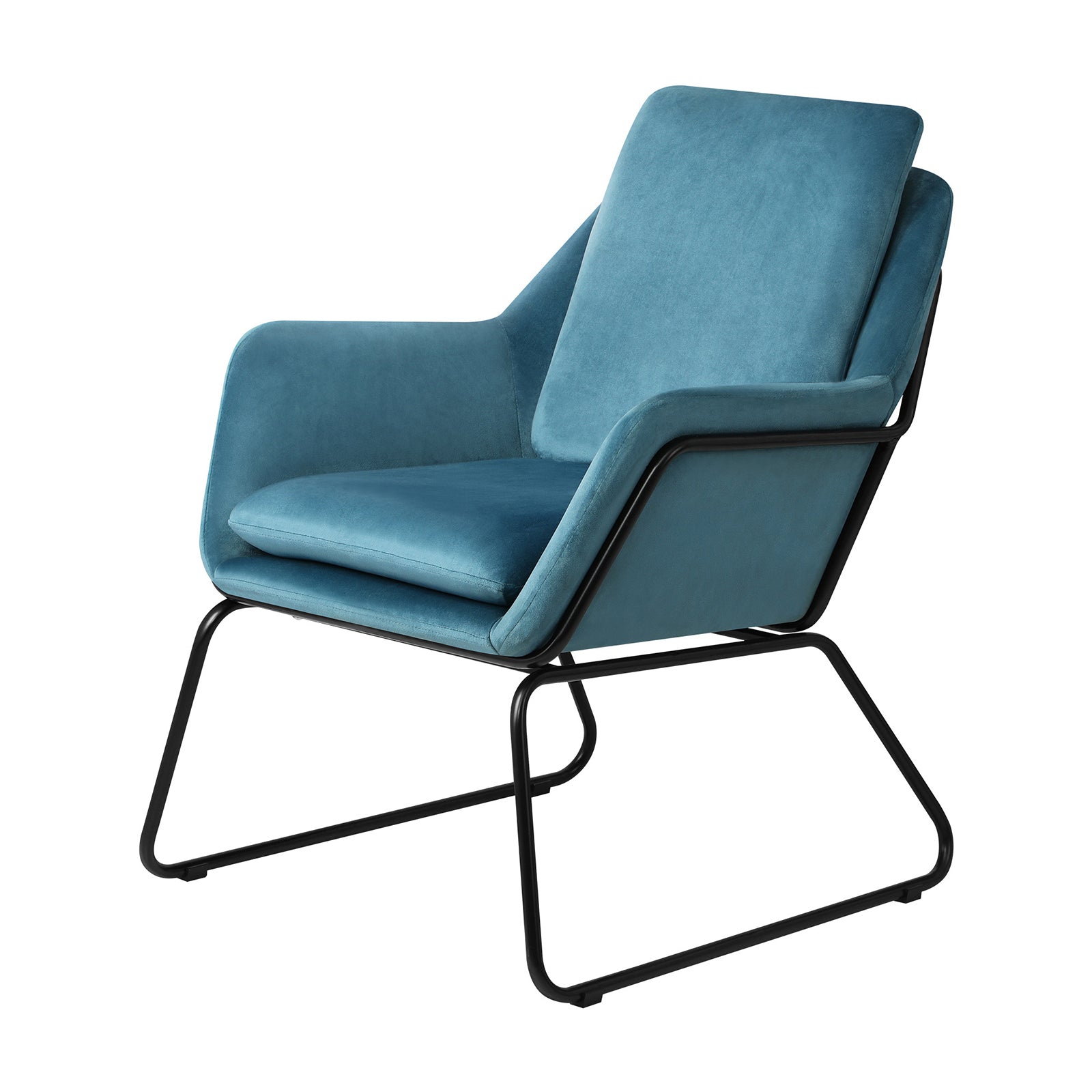 Oikiture Armchair Velvet Accent Chairs Tub Chair Sofa Lounge Upholstered Blue - Sunyee