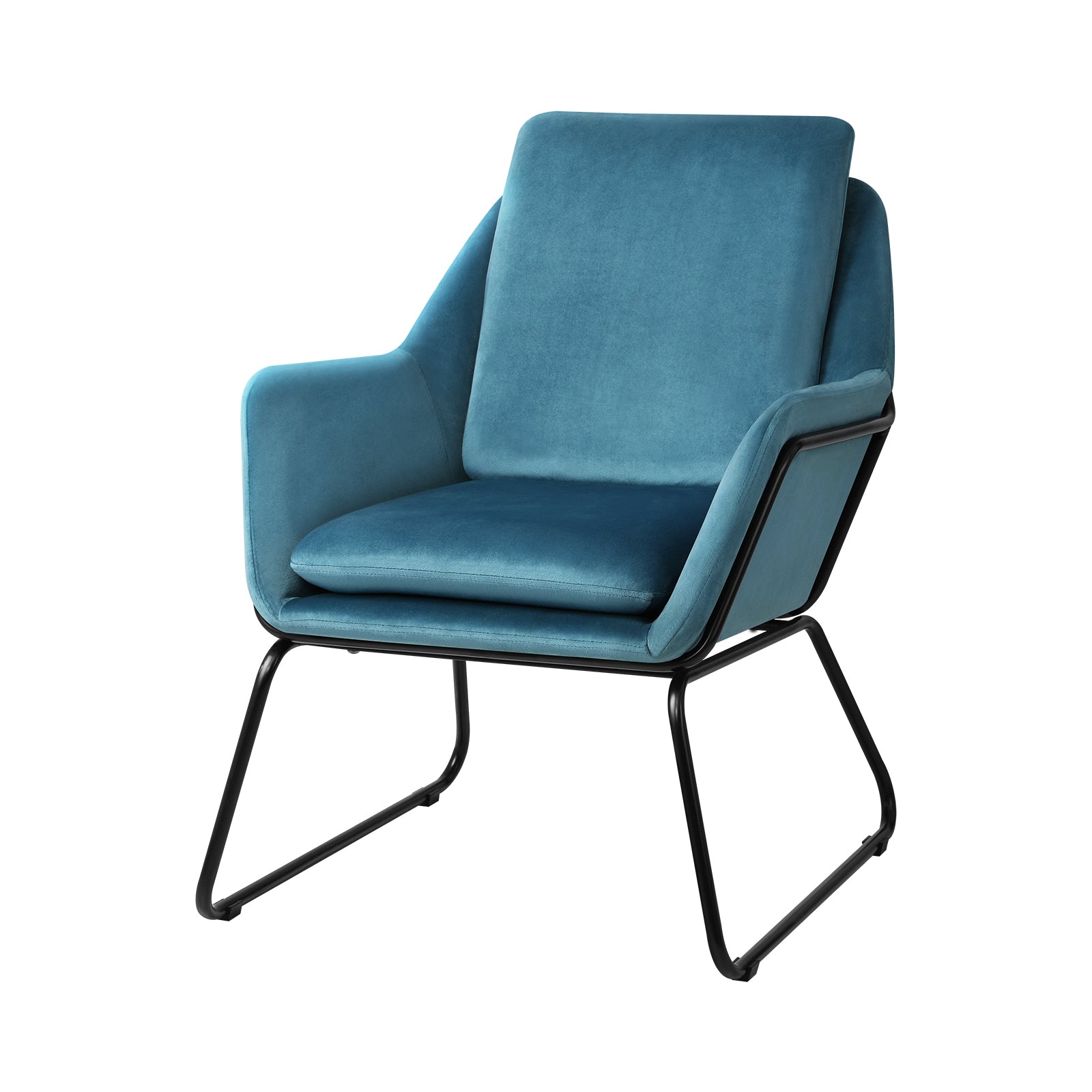 Oikiture Armchair Velvet Accent Chairs Tub Chair Sofa Lounge Upholstered Blue - Sunyee