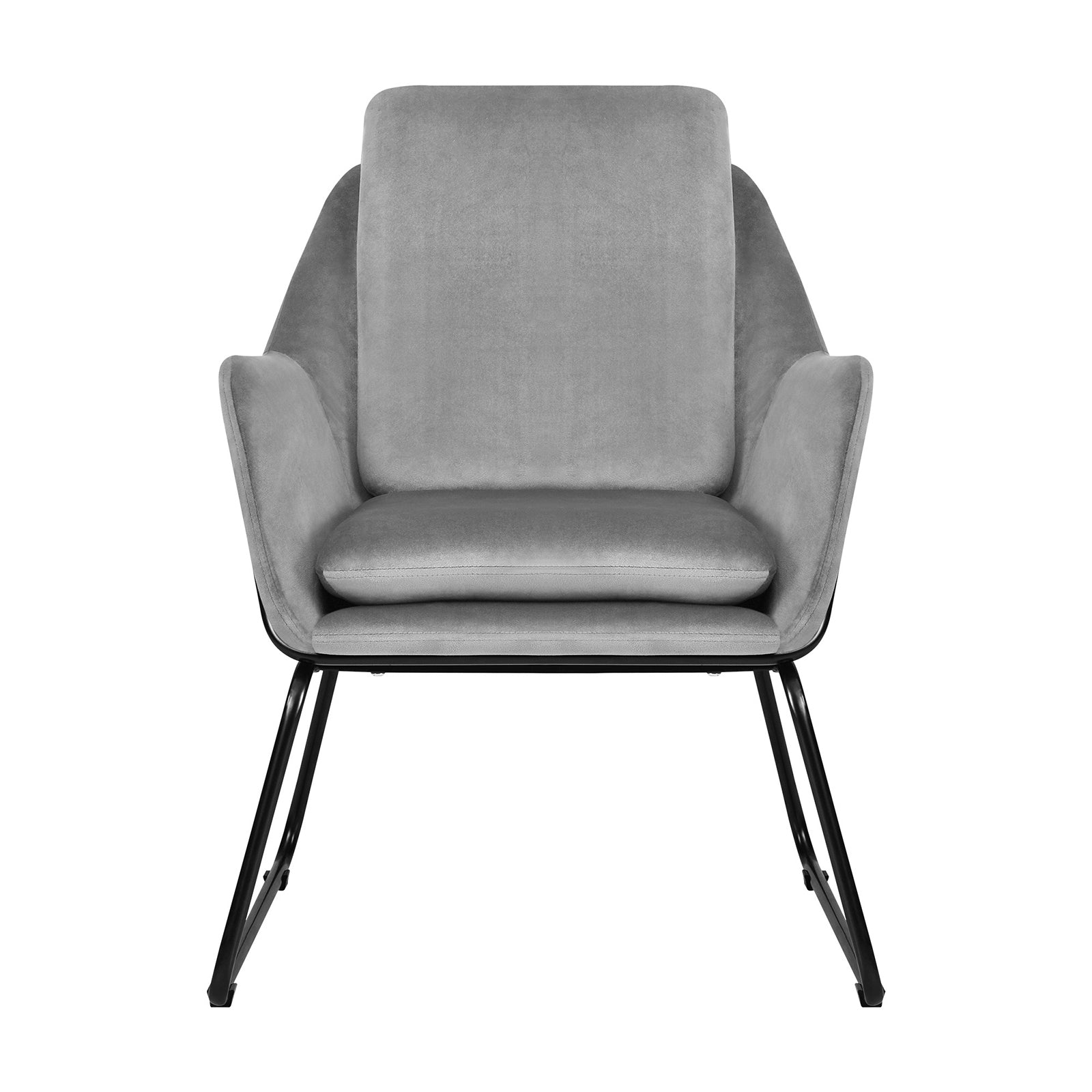 Oikiture Armchair Velvet Accent Chairs Tub Chair Sofa Lounge Upholstered Grey - Sunyee