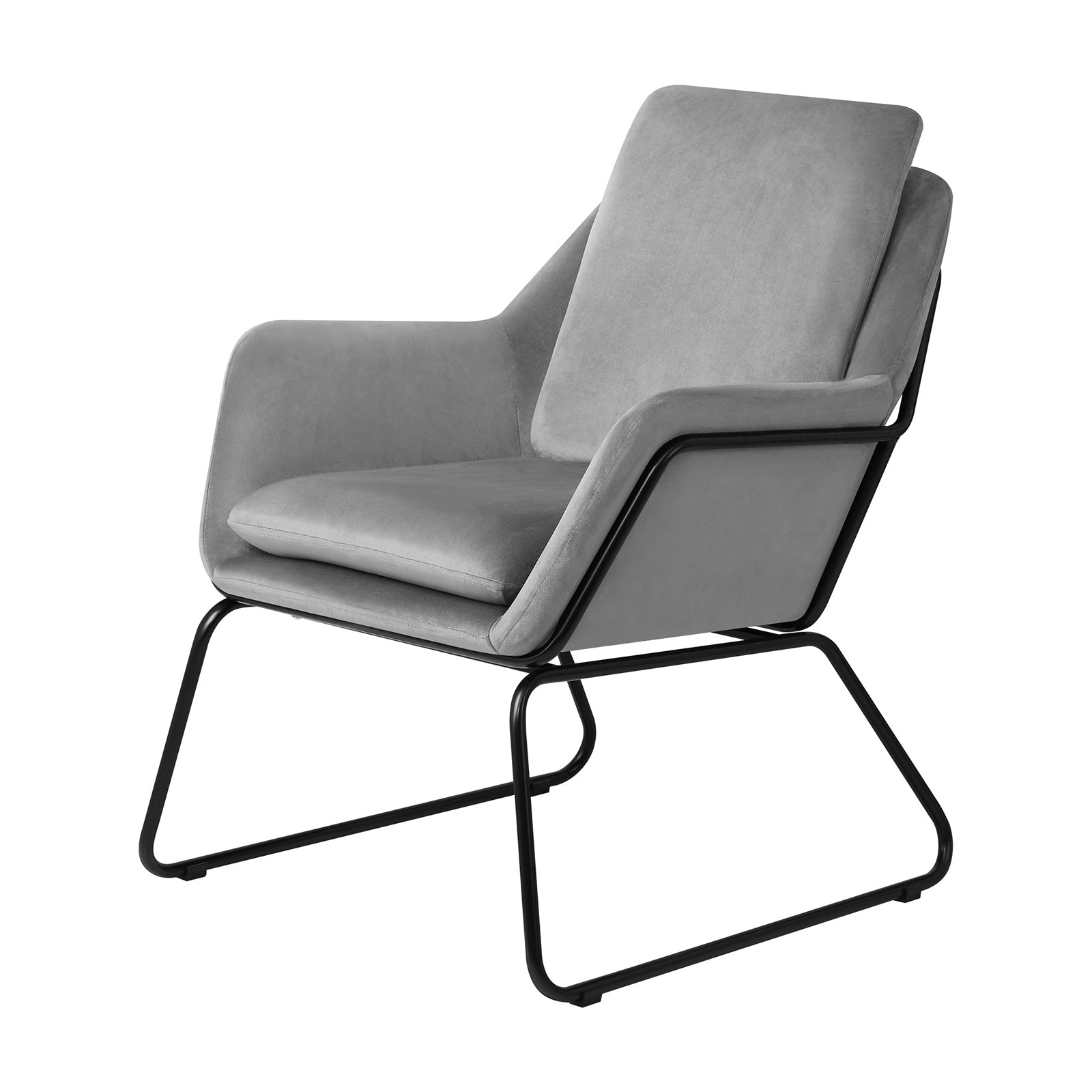 Oikiture Armchair Velvet Accent Chairs Tub Chair Sofa Lounge Upholstered Grey - Sunyee