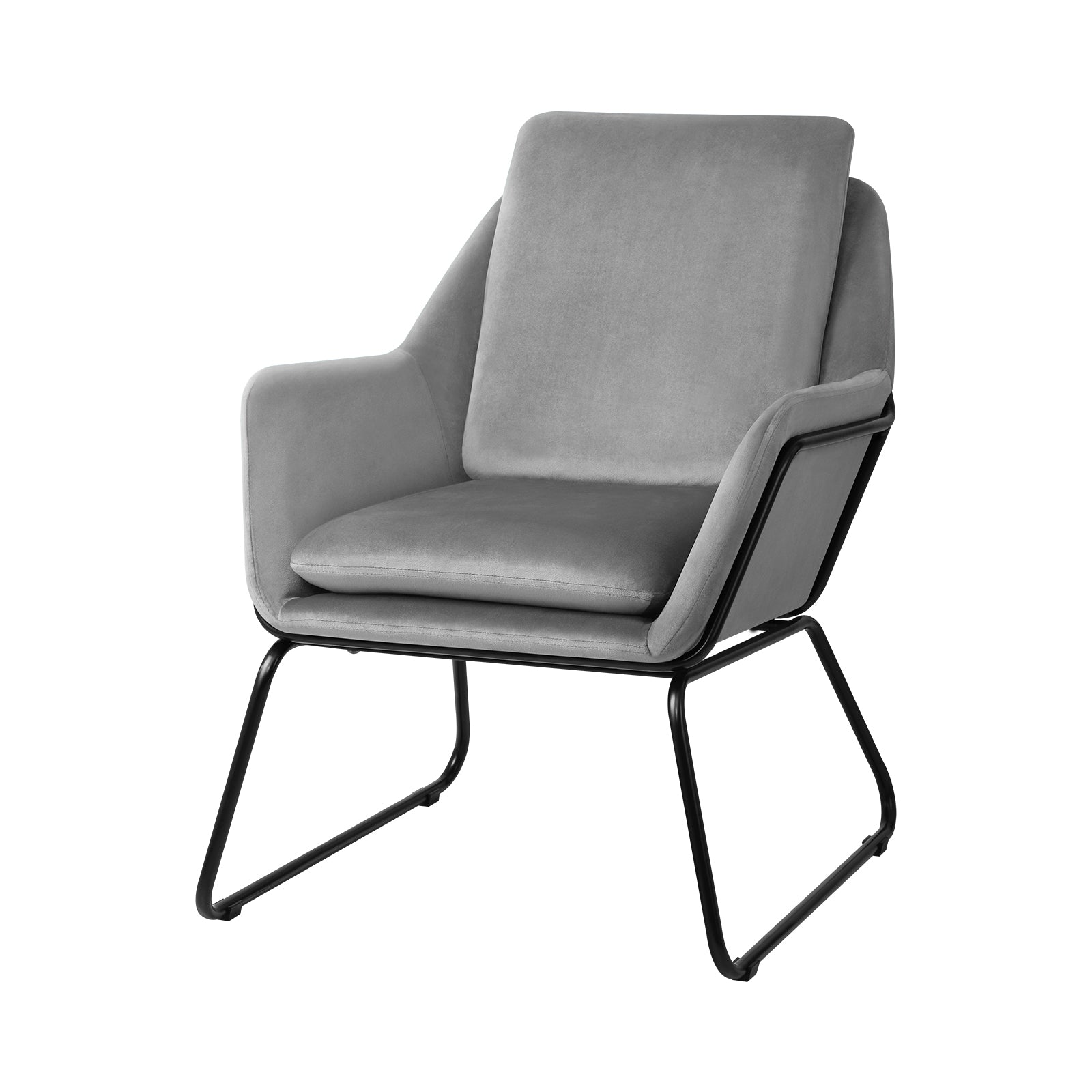 Oikiture Armchair Velvet Accent Chairs Tub Chair Sofa Lounge Upholstered Grey - Sunyee