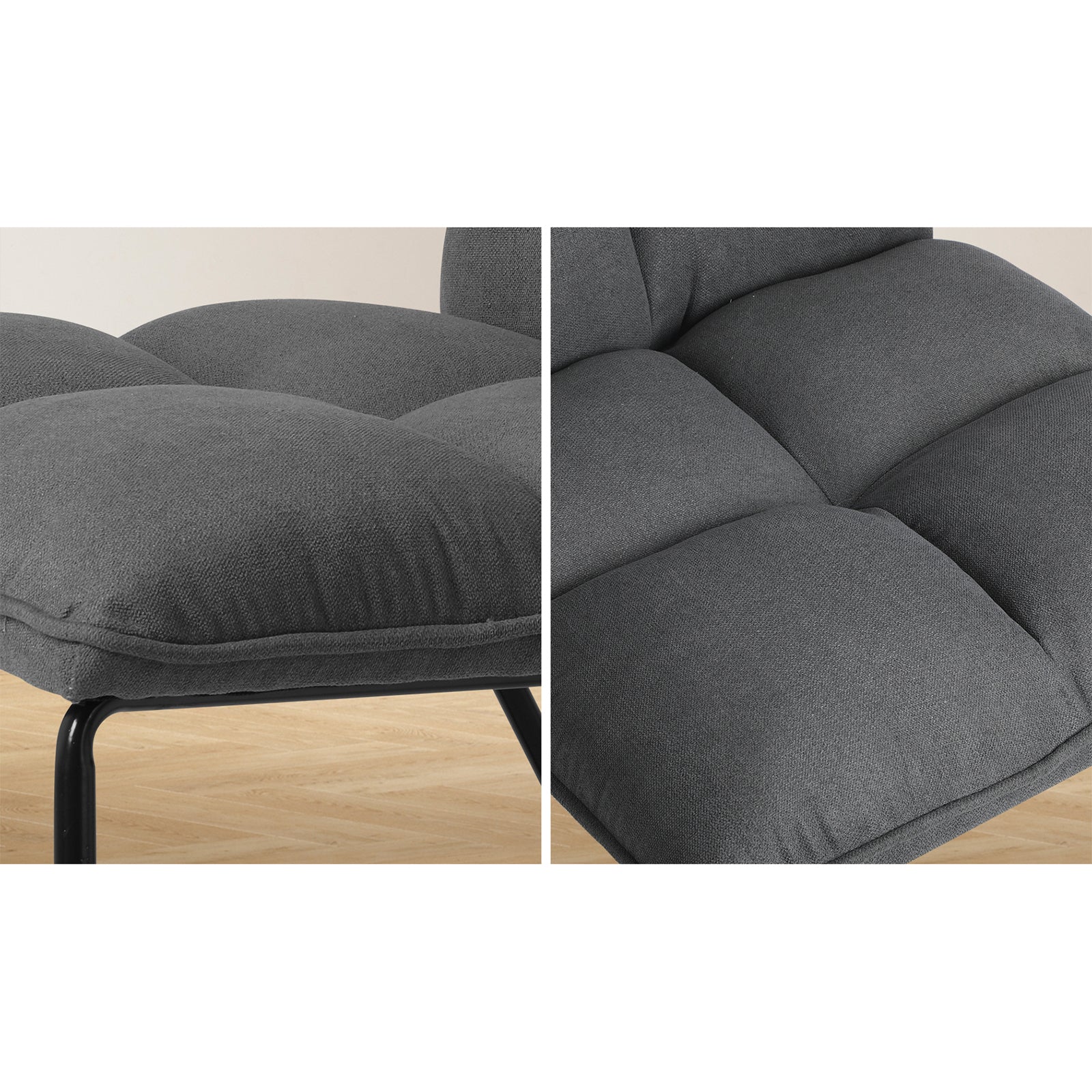 Oikiture Armchair Lounge Chair Accent Chairs Linen Fabric Upholstered Dark Grey - Sunyee