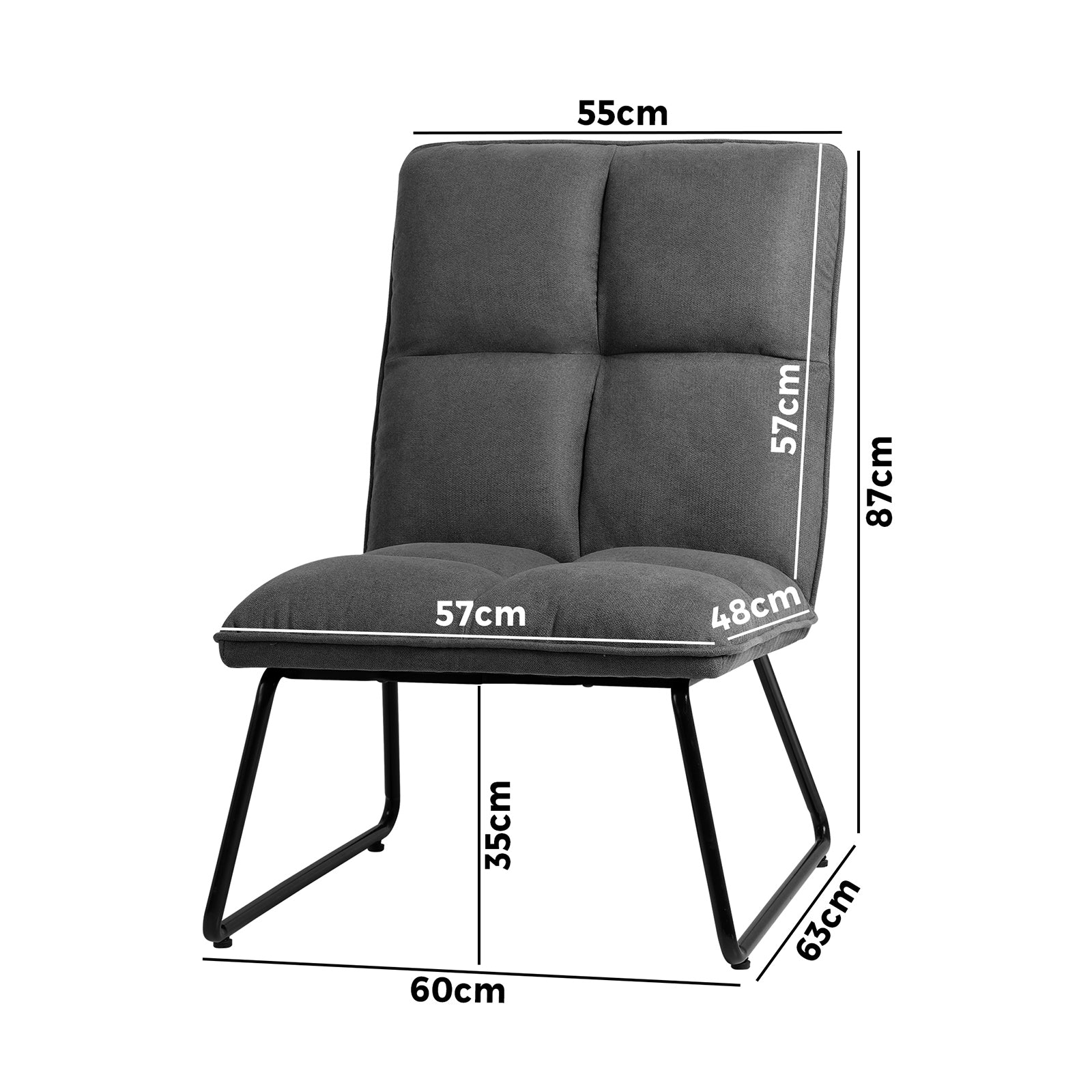 Oikiture Armchair Lounge Chair Accent Chairs Linen Fabric Upholstered Dark Grey - Sunyee