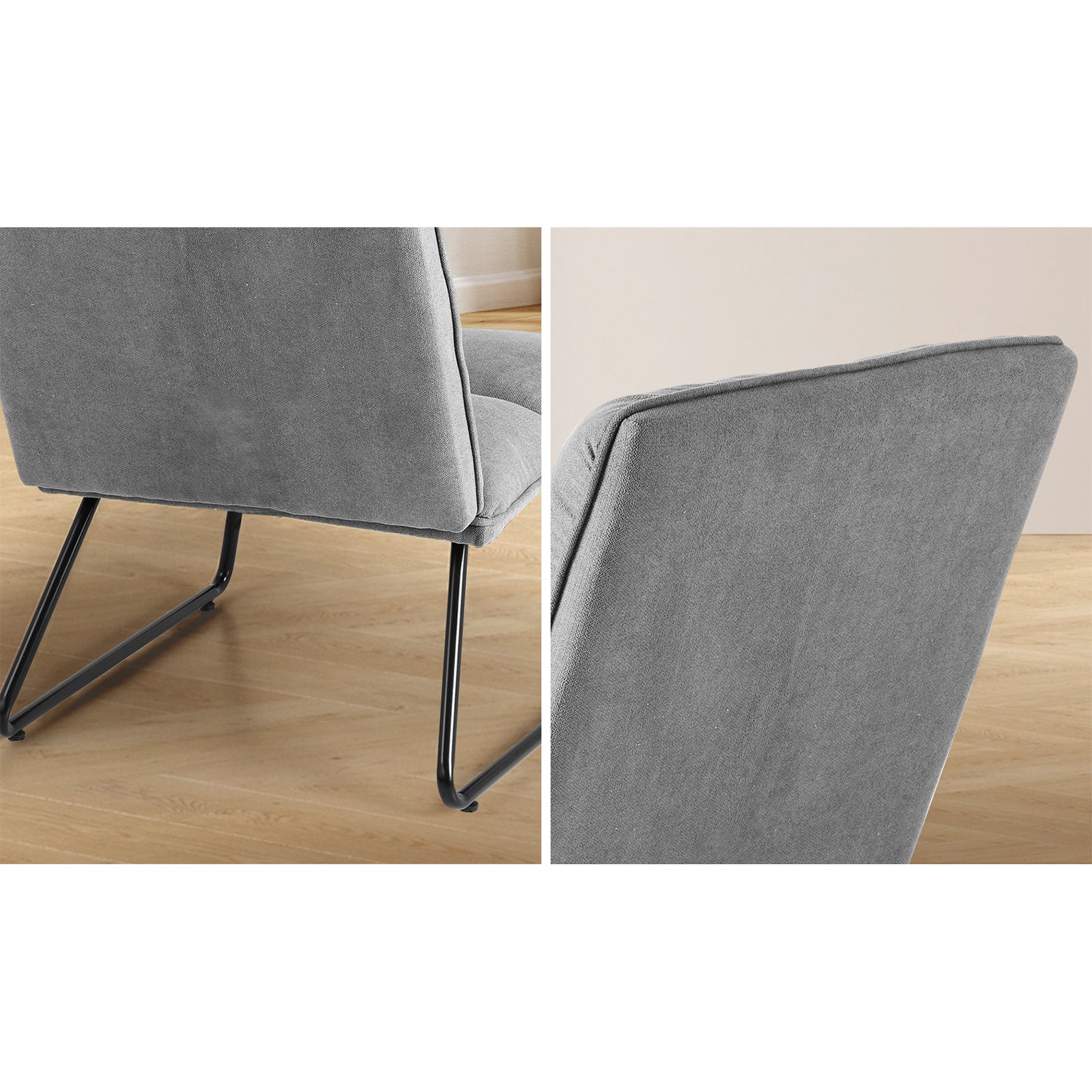 Oikiture Armchair Lounge Chair Accent Chairs Linen Fabric Upholstered Light Grey - Sunyee