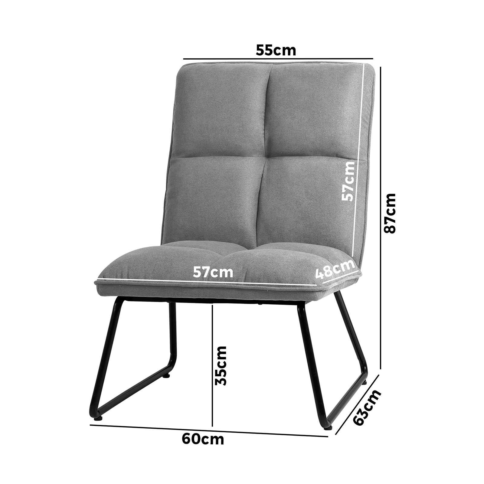 Oikiture Armchair Lounge Chair Accent Chairs Linen Fabric Upholstered Light Grey - Sunyee