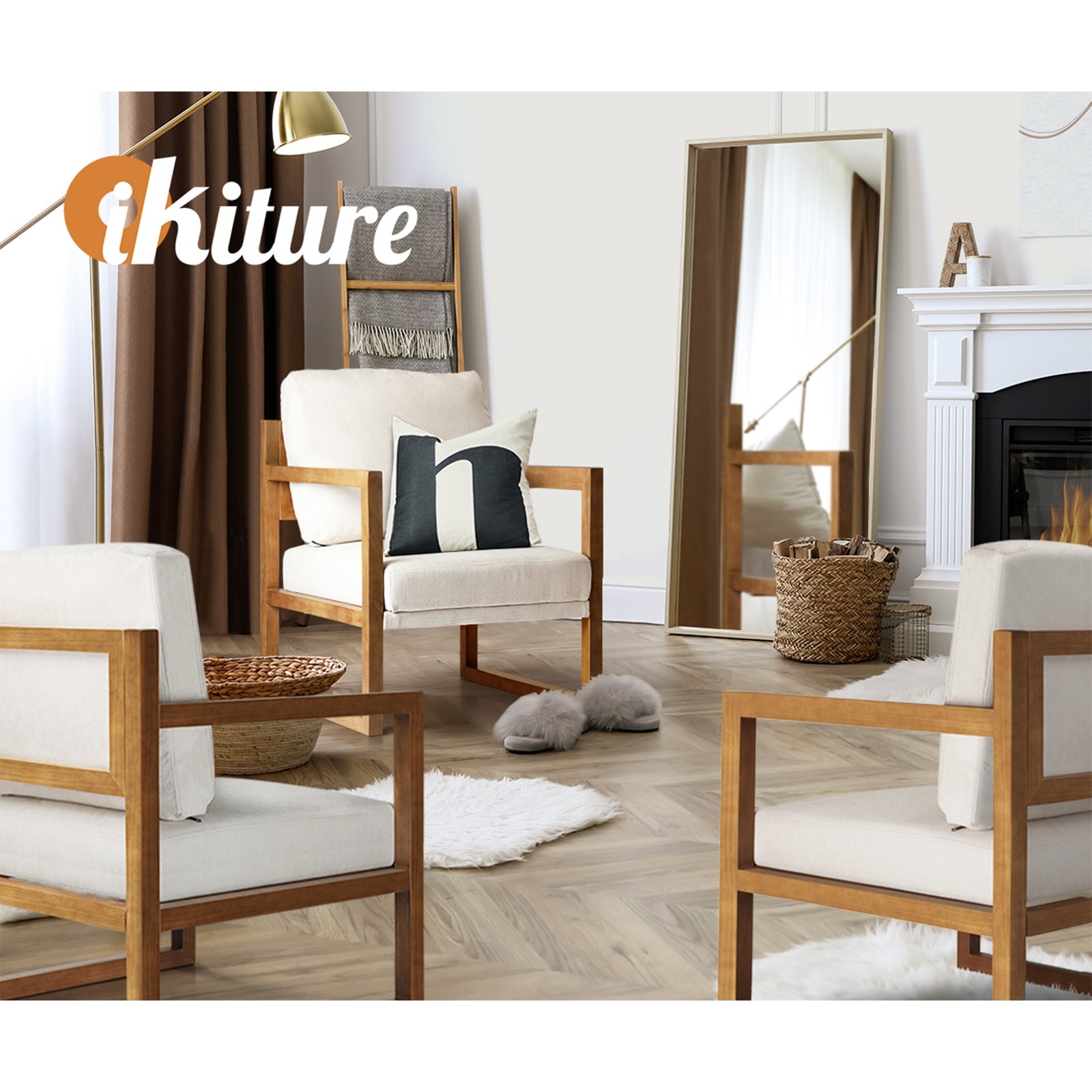 Oikiture Armchair Lounge Sofa Chair Fabric Accent Chairs Tub Armchairs Couches B