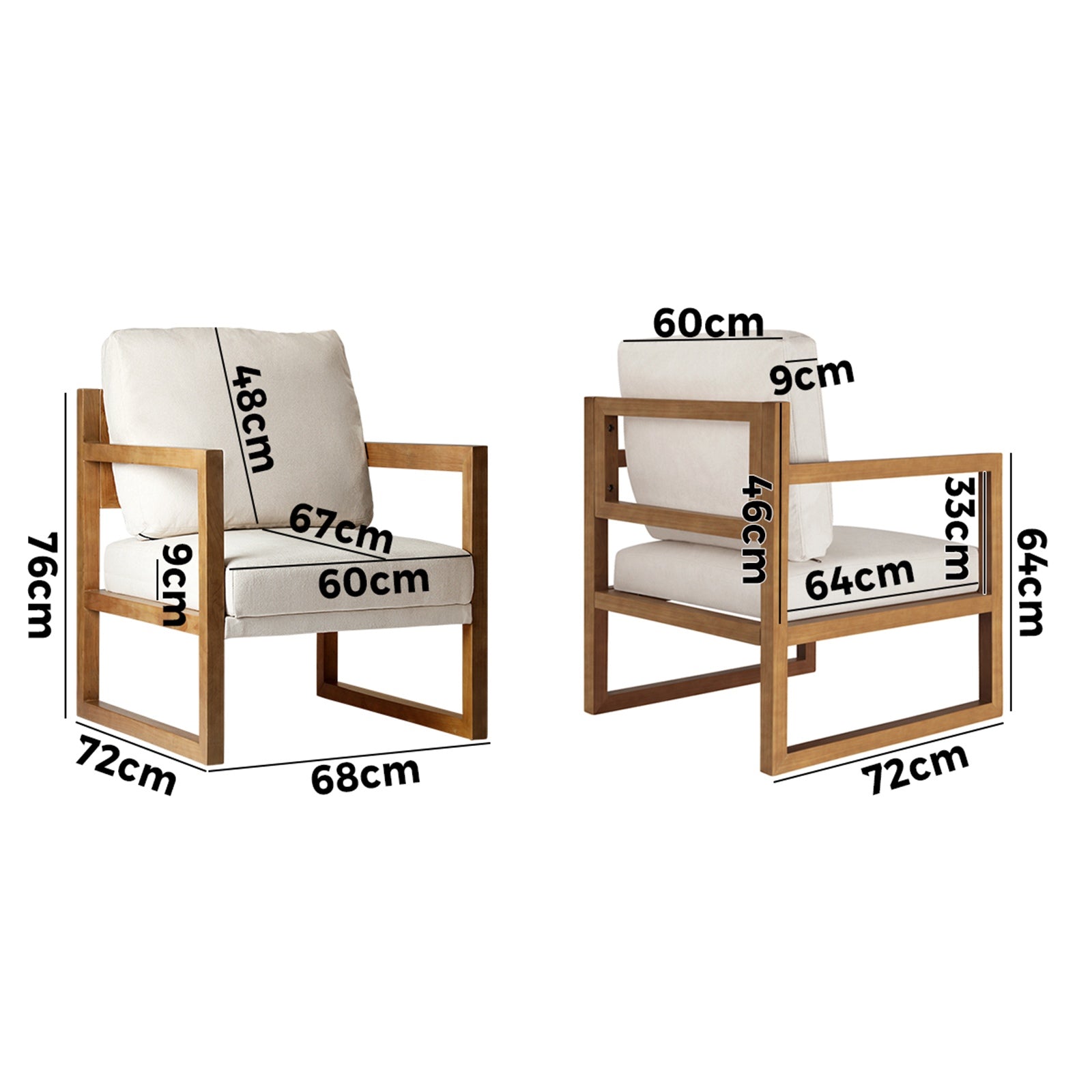 Oikiture Armchair Lounge Sofa Chair Fabric Accent Chairs Tub Armchairs Couches B