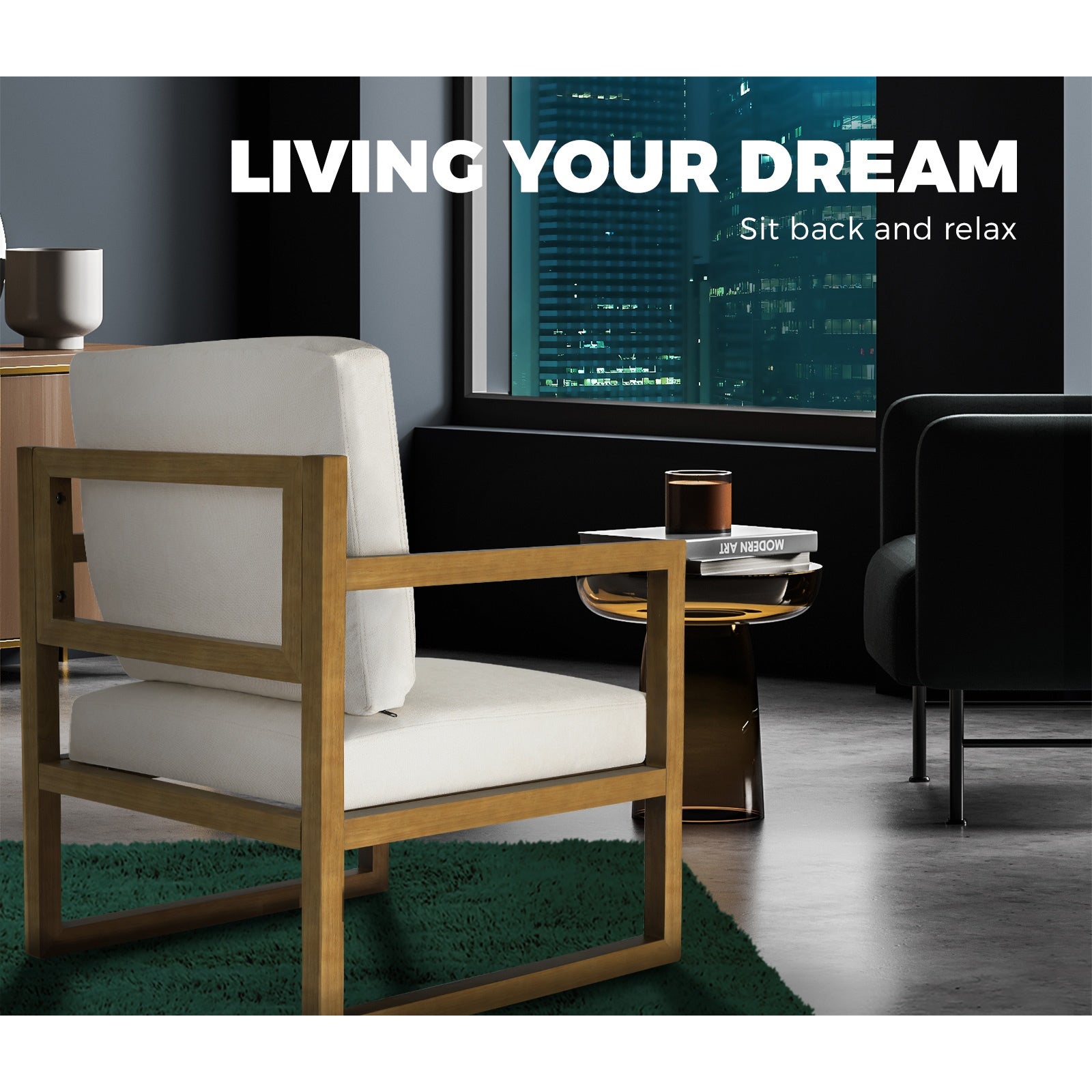 Oikiture Armchair Lounge Sofa Chair Fabric Accent Chairs Tub Armchairs Couches B - Sunyee