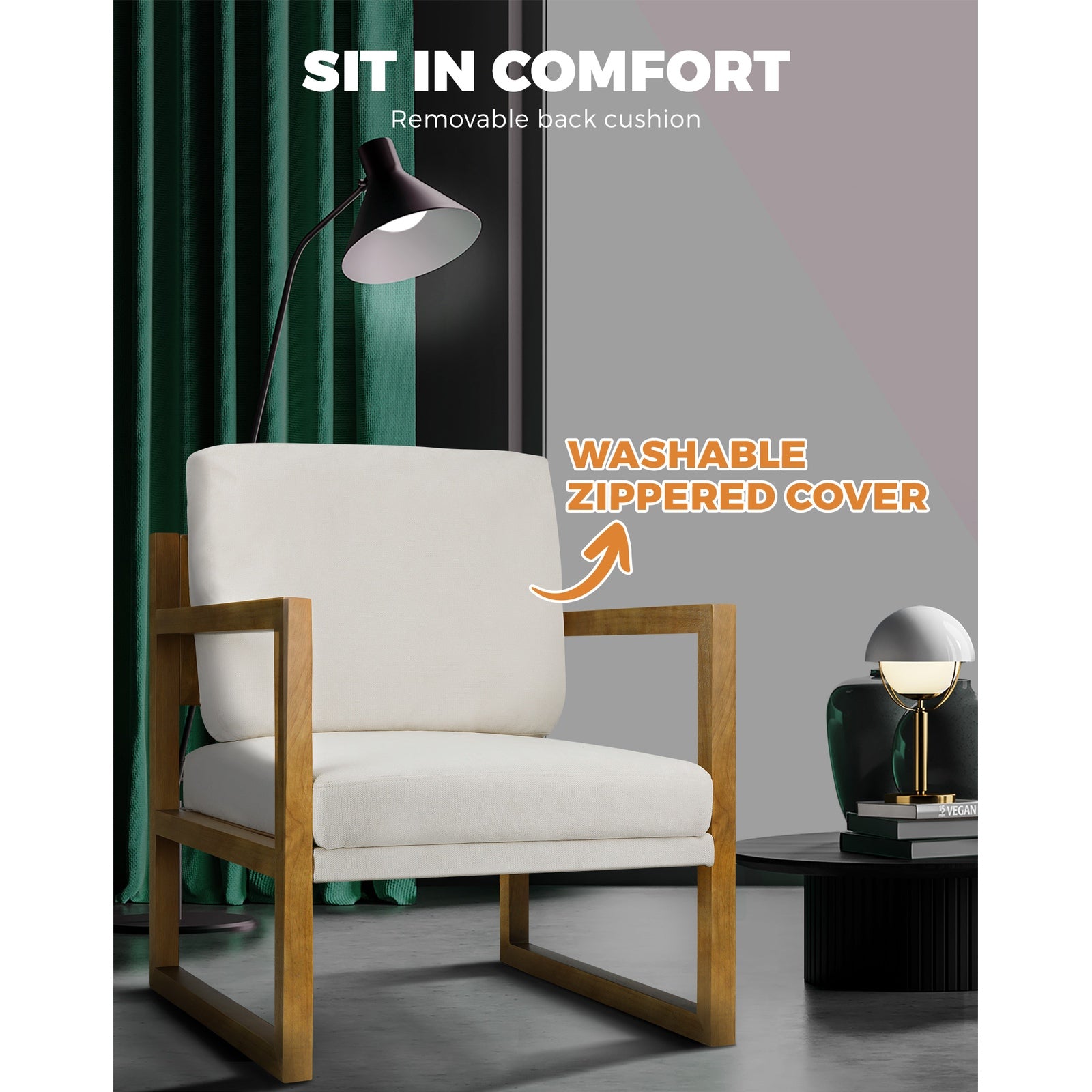 Oikiture Armchair Lounge Sofa Chair Fabric Accent Chairs Tub Armchairs Couches B - Sunyee