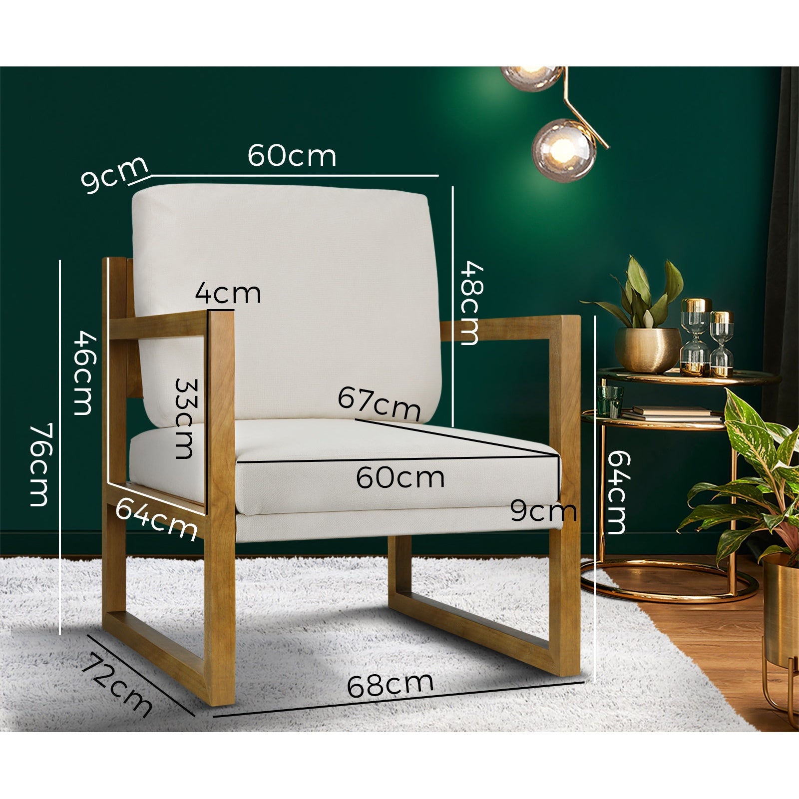 Oikiture Armchair Lounge Sofa Chair Fabric Accent Chairs Tub Armchairs Couches B - Sunyee