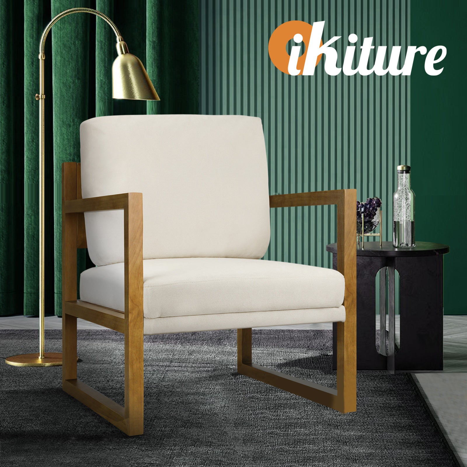 Oikiture Armchair Lounge Sofa Chair Fabric Accent Chairs Tub Armchairs Couches B - Sunyee