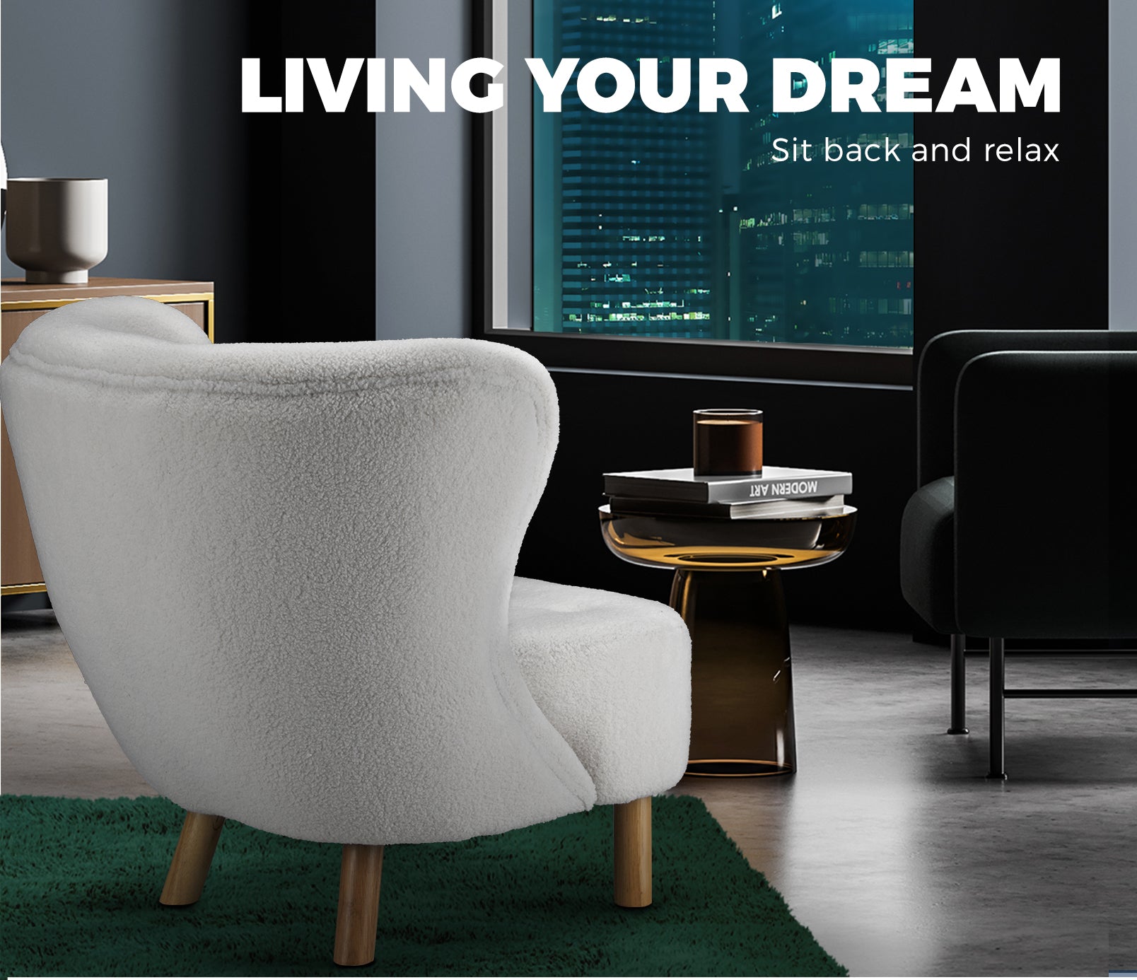 Oikiture Armchair Lounge Accent Chair Armchairs Couches Sofa Bedroom Wood White - Sunyee