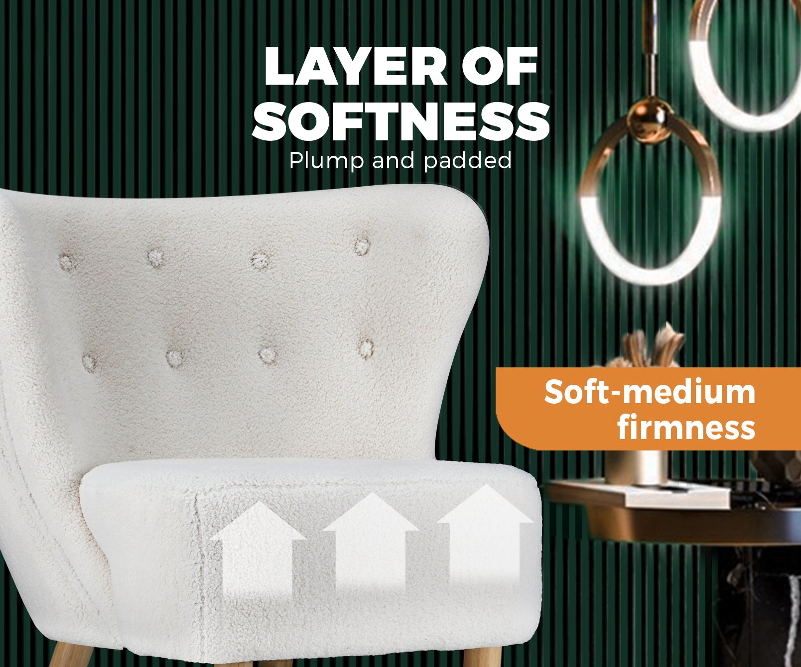 Oikiture Armchair Lounge Accent Chair Armchairs Couches Sofa Bedroom Wood White - Sunyee