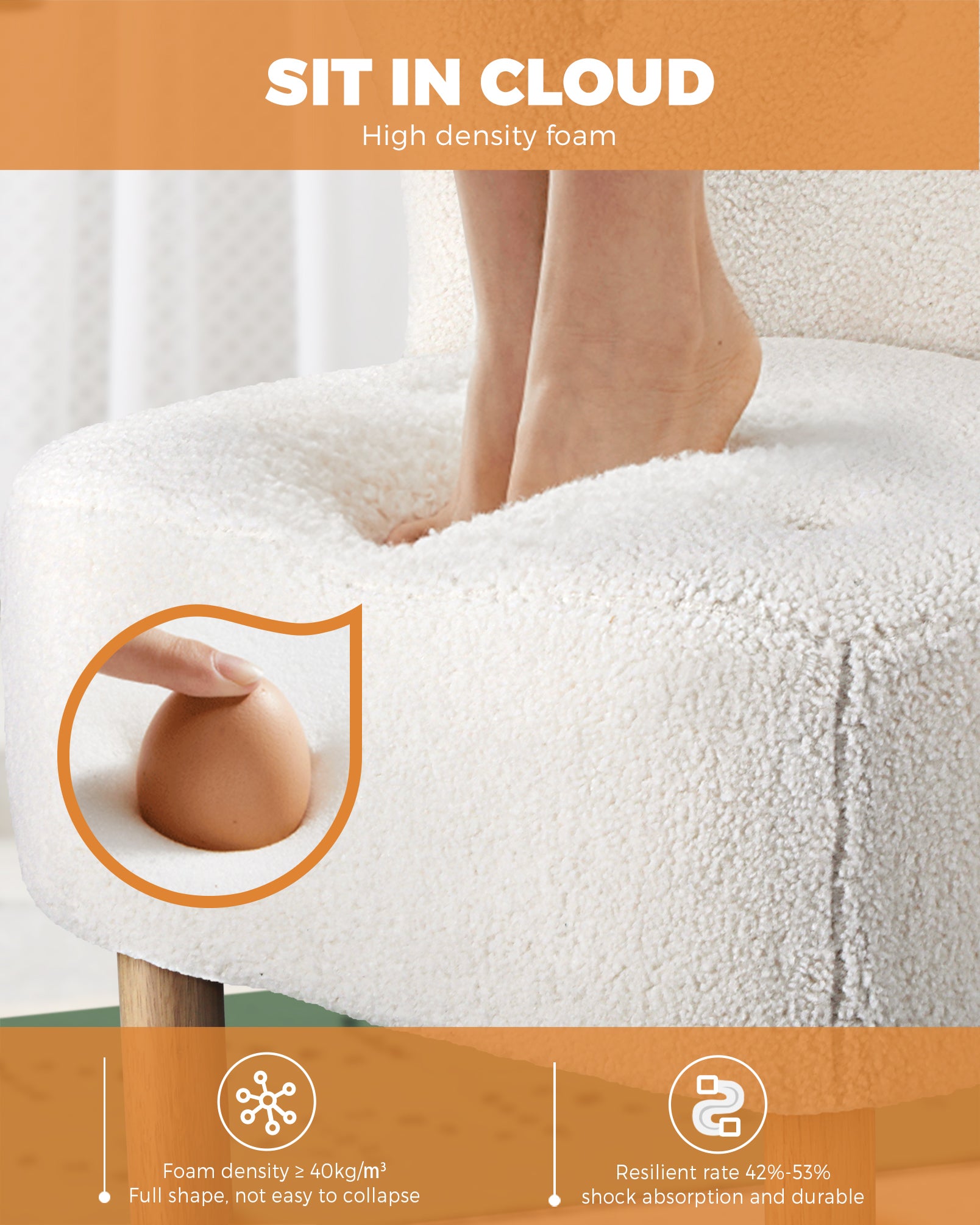 Oikiture Armchair Lounge Accent Chair Armchairs Couches Sofa Bedroom Wood White - Sunyee