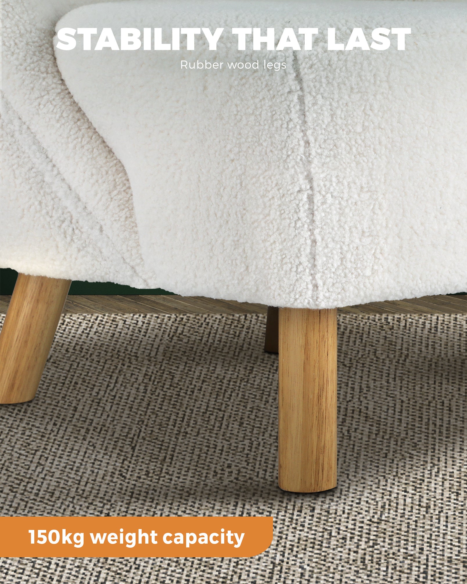 Oikiture Armchair Lounge Accent Chair Armchairs Couches Sofa Bedroom Wood White - Sunyee