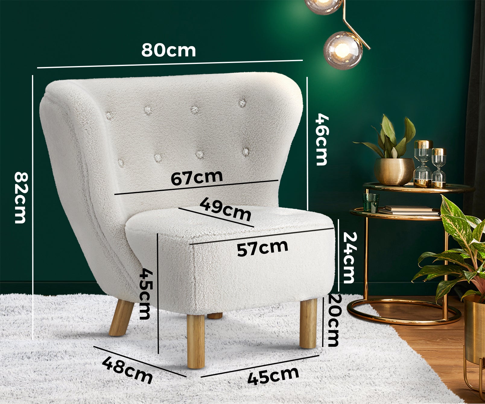 Oikiture Armchair Lounge Accent Chair Armchairs Couches Sofa Bedroom Wood White - Sunyee