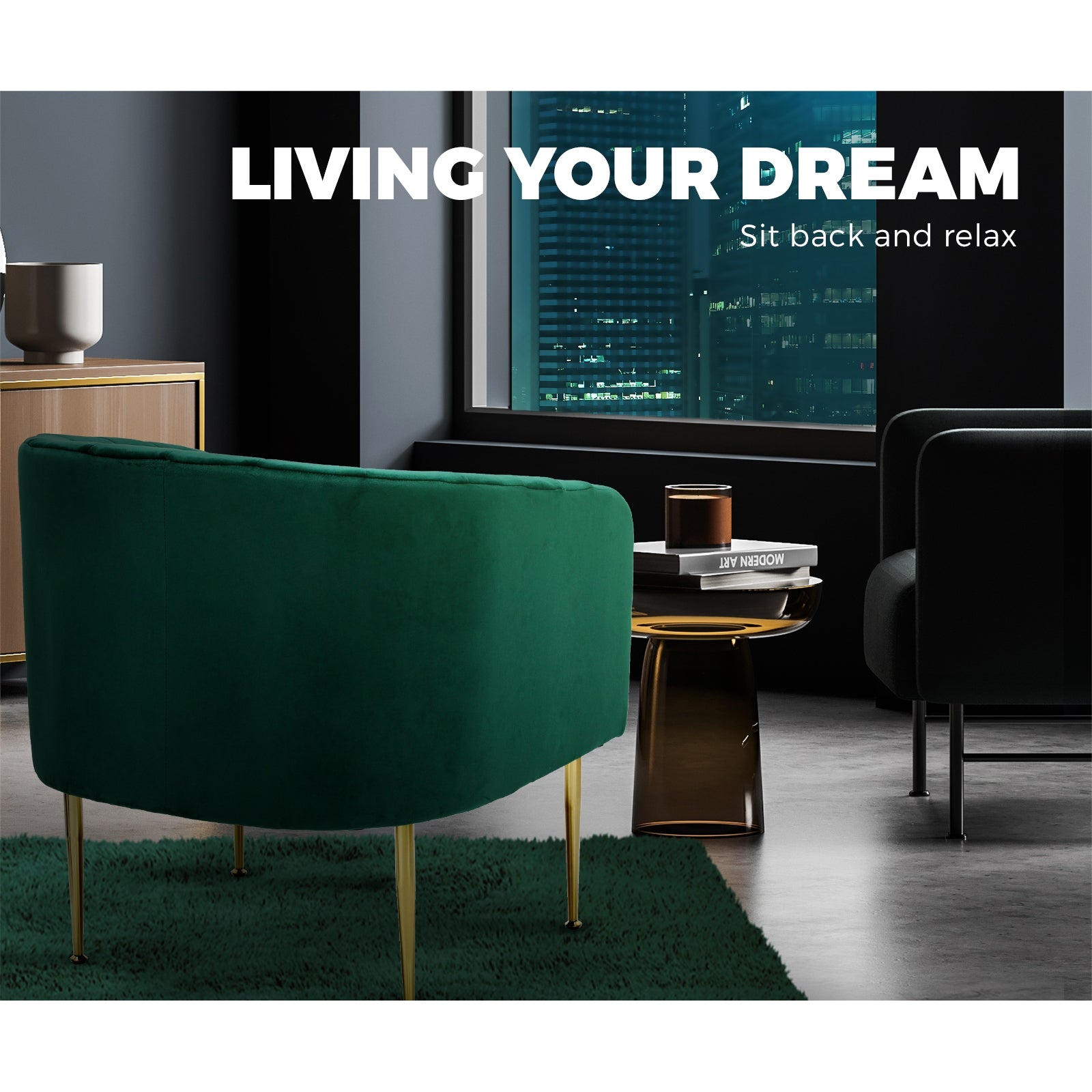 Oikiture Armchair Lounge Chair Accent Chairs Velvet Armchairs Sofa Couches Green - Sunyee