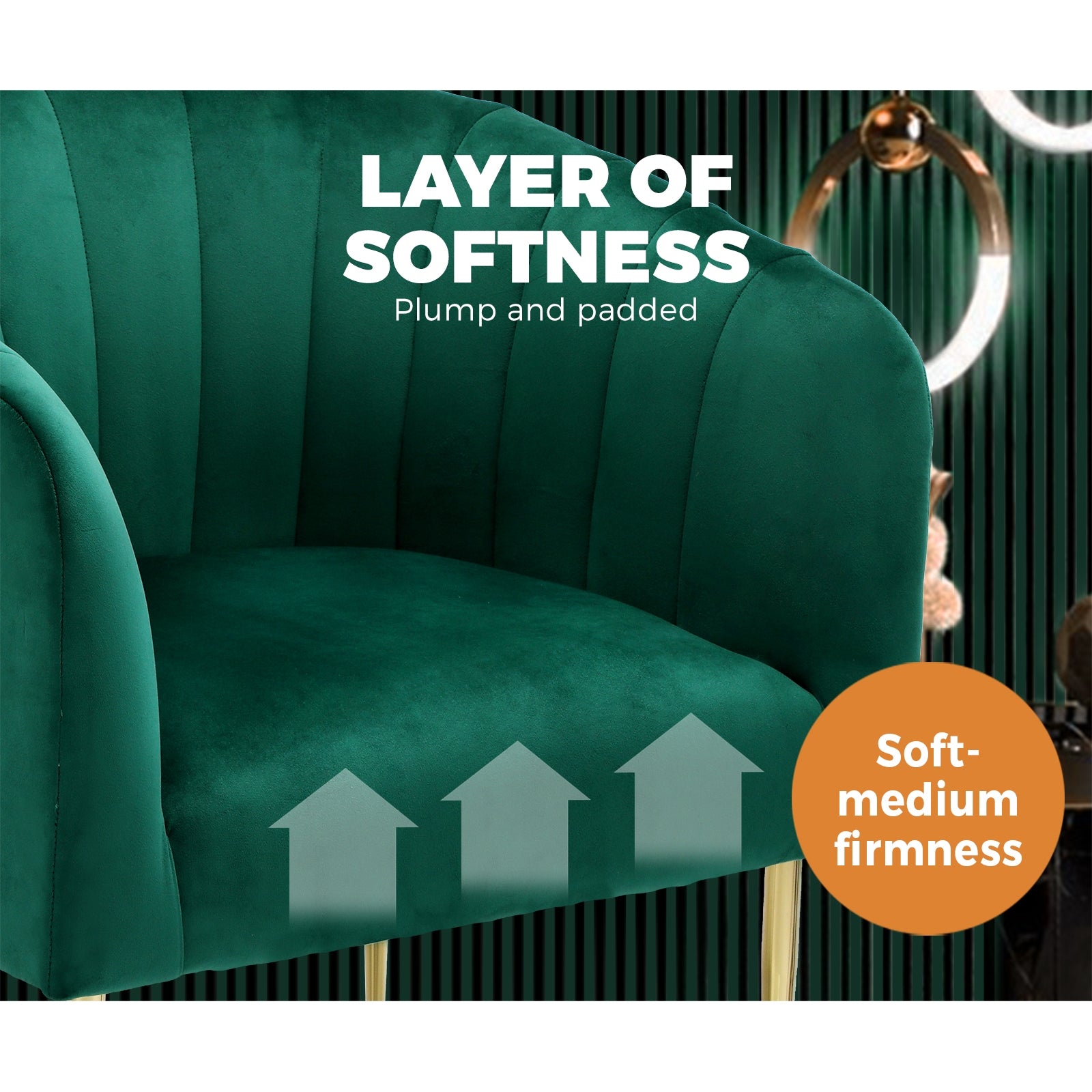 Oikiture Armchair Lounge Chair Accent Chairs Velvet Armchairs Sofa Couches Green - Sunyee