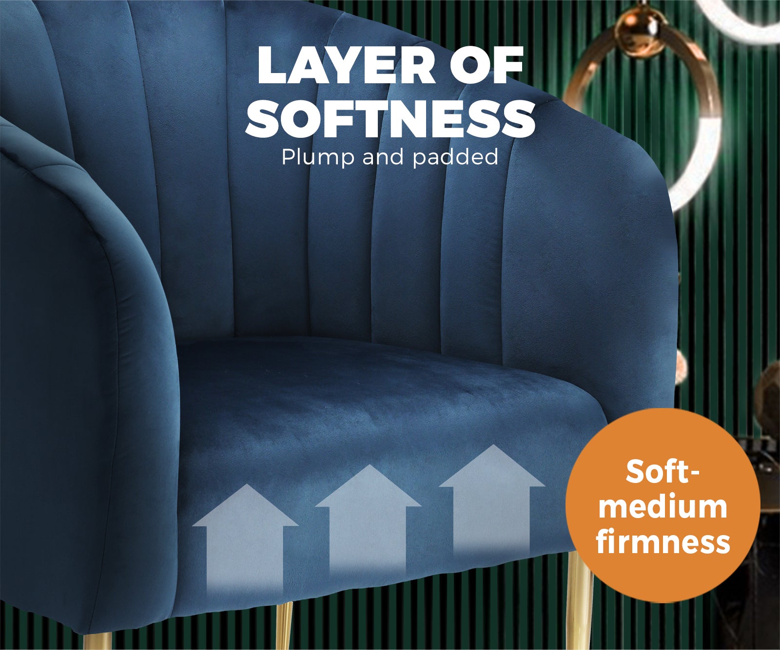 Oikiture Armchair Lounge Chair Accent Chairs Velvet Armchairs Sofa Couches Blue - Sunyee