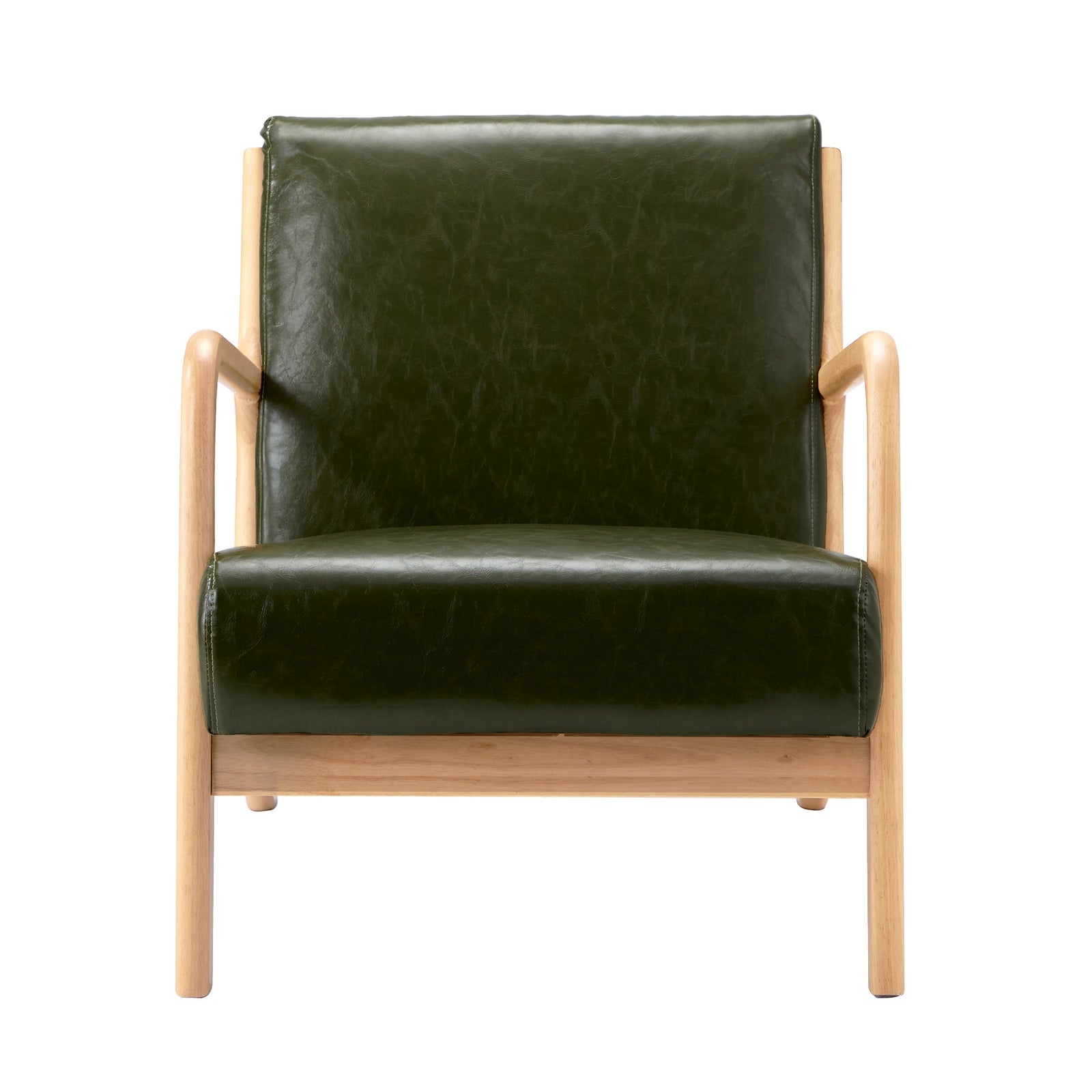 Oikiture Armchair Lounge Chair Accent Armchairs Couches Sofa Wood PU Green - Sunyee