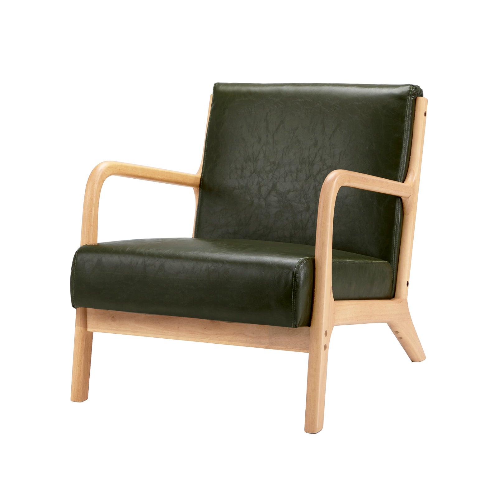Oikiture Armchair Lounge Chair Accent Armchairs Couches Sofa Wood PU Green - Sunyee