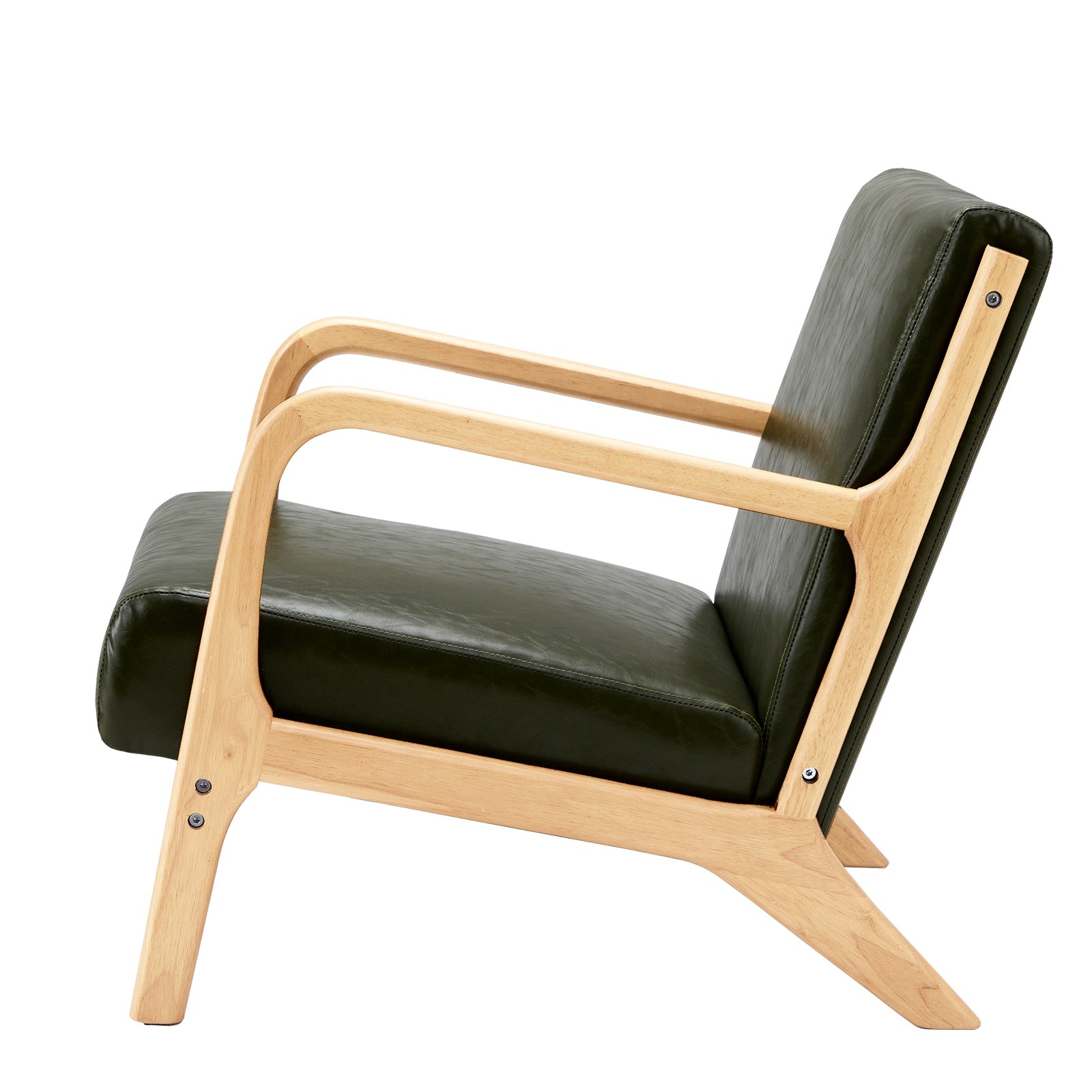 Oikiture Armchair Lounge Chair Accent Armchairs Couches Sofa Wood PU Green - Sunyee