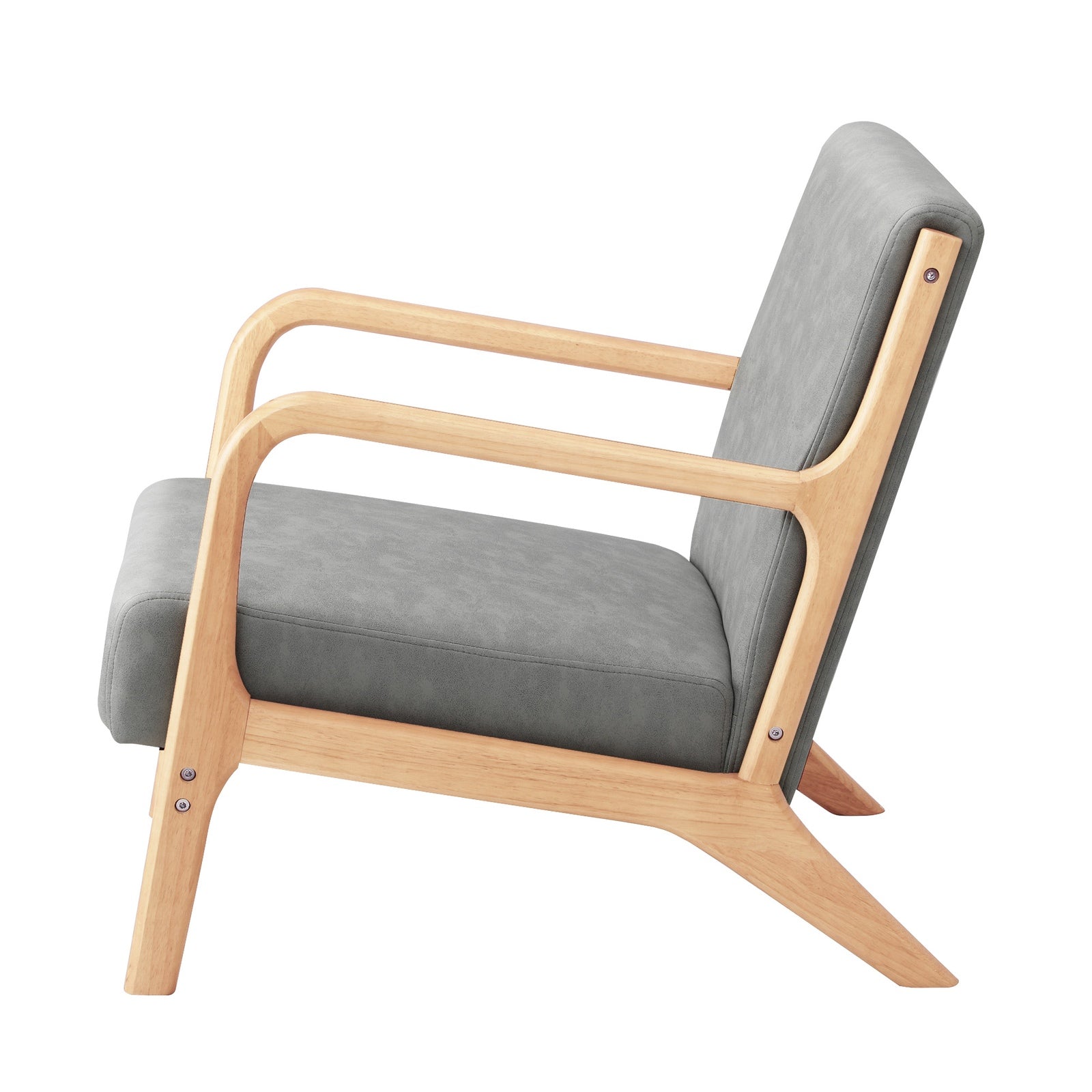 Oikiture Armchair Lounge Chair Accent Armchairs Couches Sofa Wood Light Grey - Sunyee