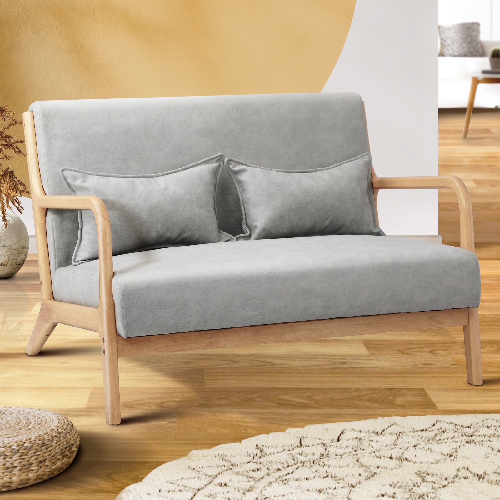 Oikiture Armchair Lounge Chair 1/2 Seater Accent Couch Sofa Fabric Seat Chairs - Sunyee