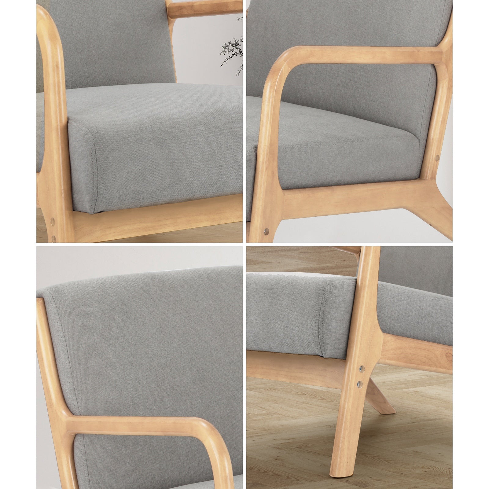 Oikiture Armchair Lounge Chair 1/2 Seater Accent Couch Sofa Fabric Seat Chairs - Sunyee