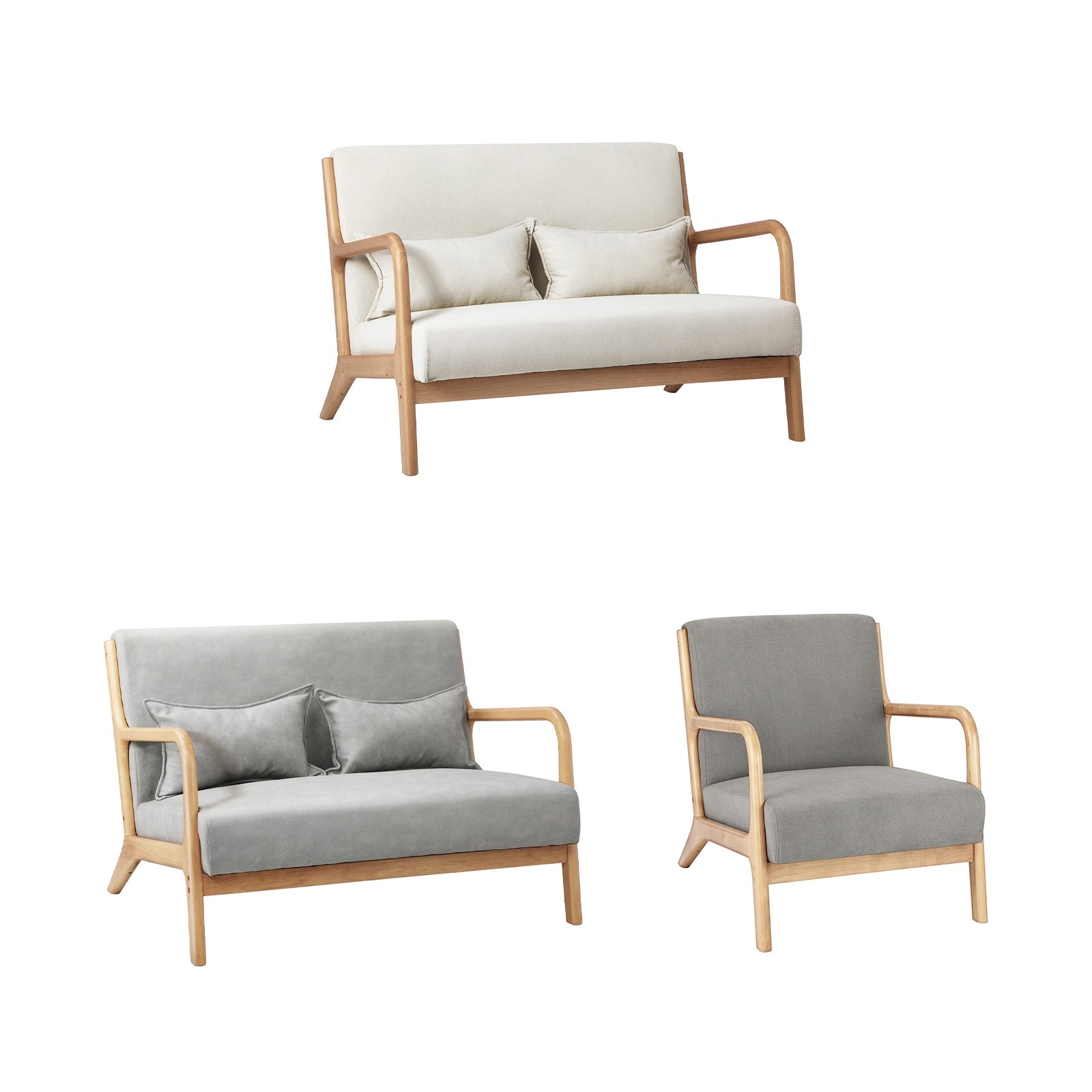 Oikiture Armchair Lounge Chair 1/2 Seater Accent Couch Sofa Fabric Seat Chairs - Sunyee