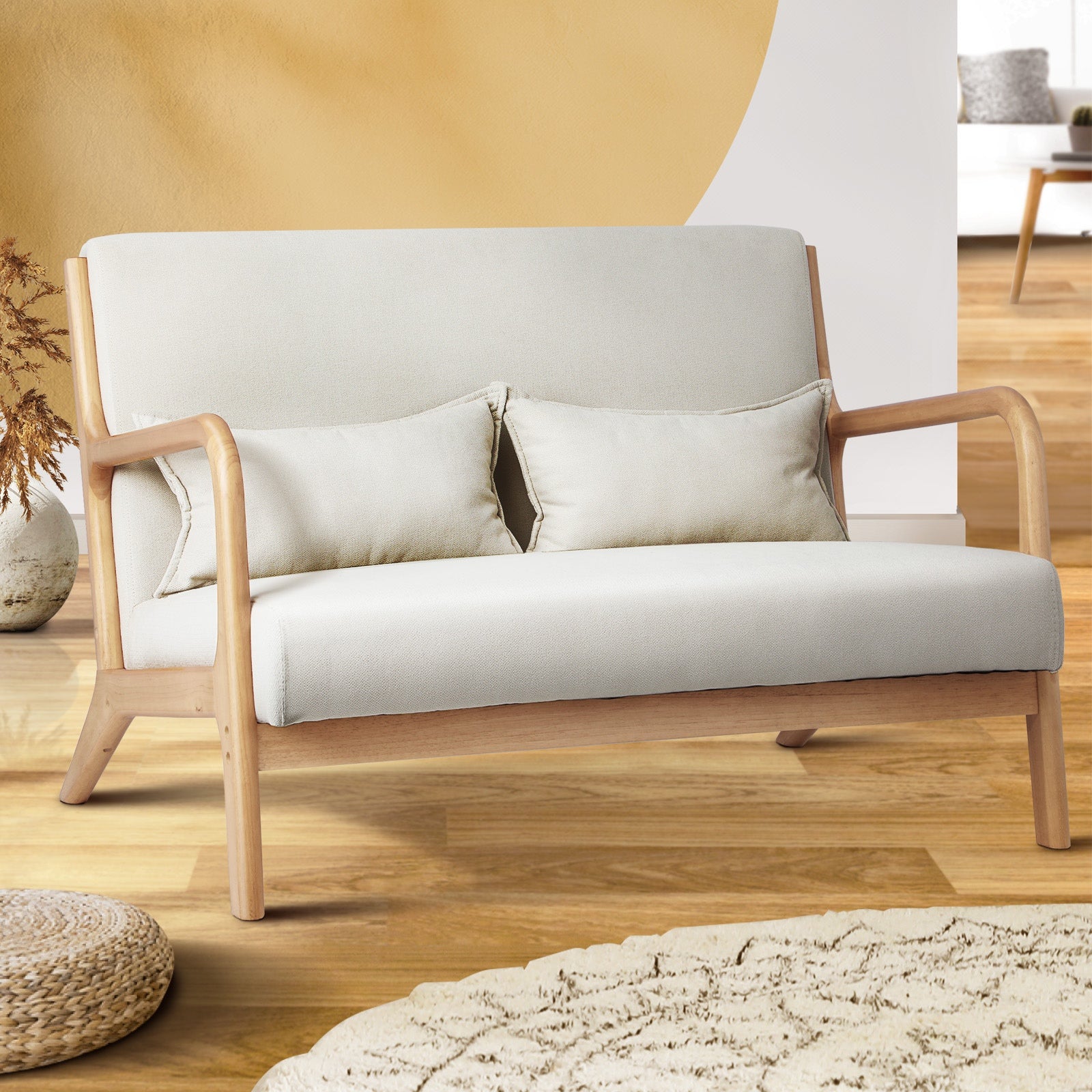 Oikiture Armchair Lounge Chair 1/2 Seater Accent Couch Sofa Fabric Seat Chairs - Sunyee