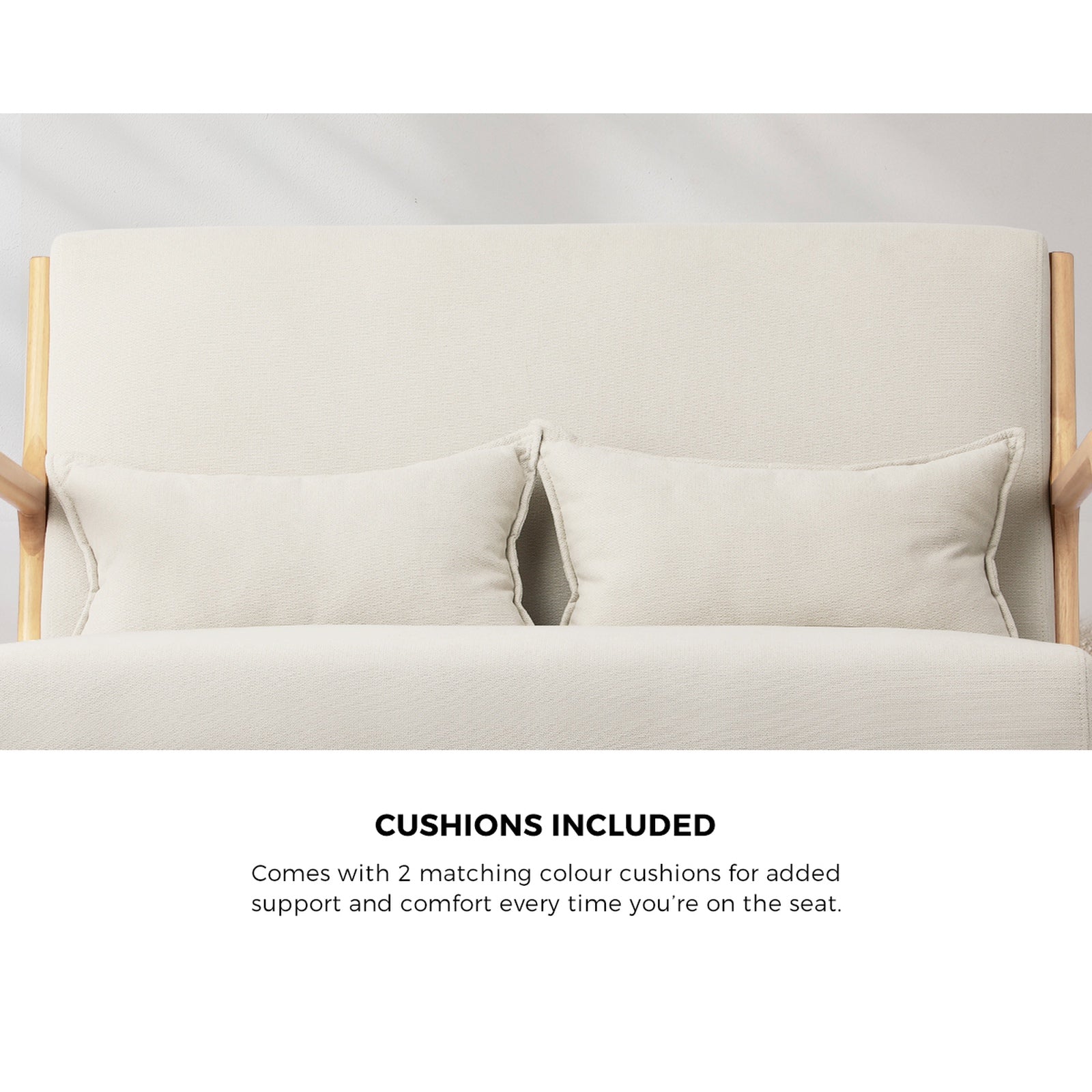 Oikiture Armchair Lounge Chair Accent Couch Sofa Pillows 2 Seater Fabric Beige - Sunyee