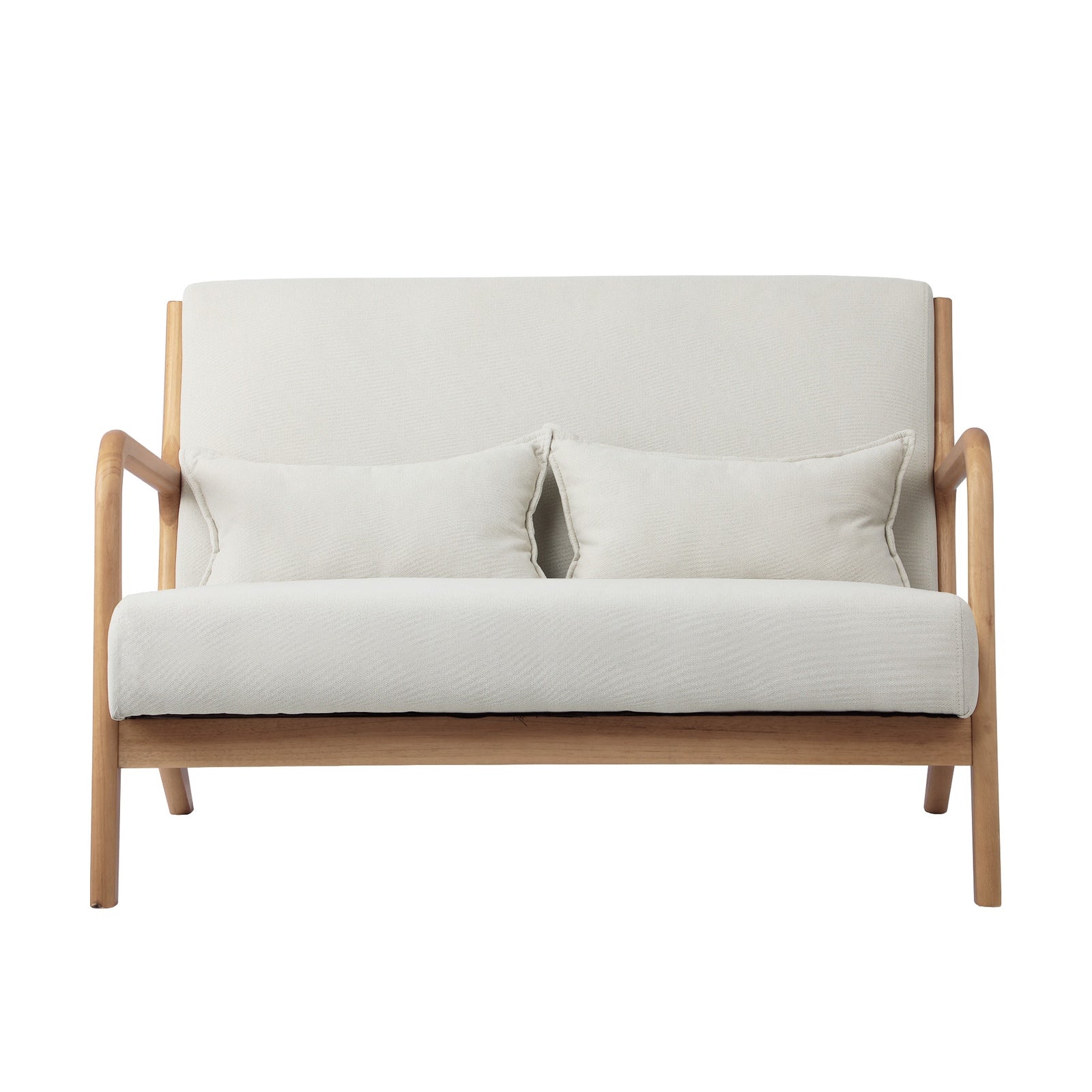 Oikiture Armchair Lounge Chair Accent Couch Sofa Pillows 2 Seater Fabric Beige - Sunyee