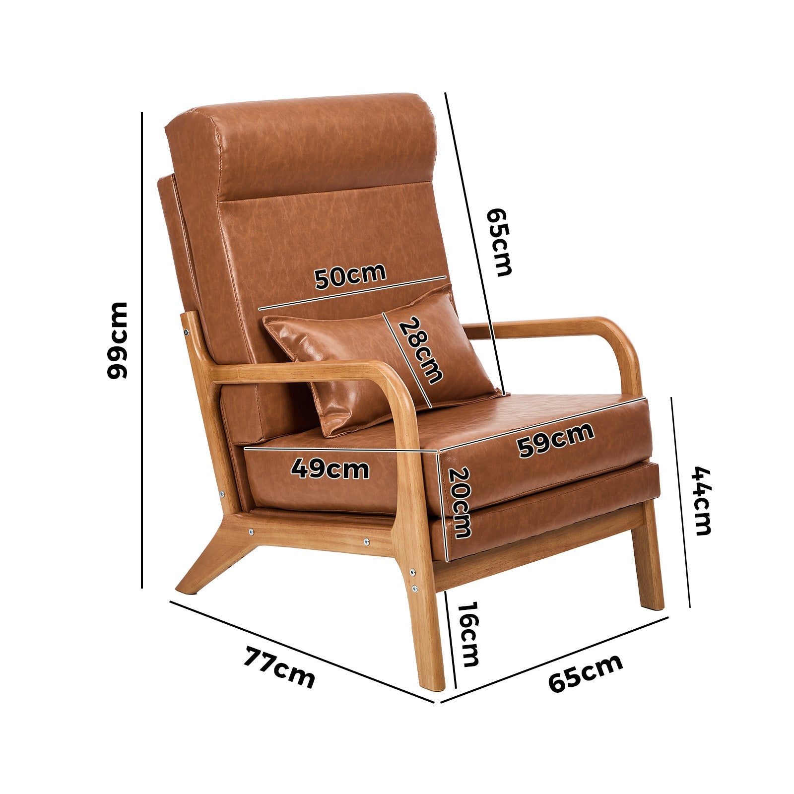 Oikiture Armchair Linen Fabric Lounge Chair Accent Chairs Armchairs with Lumbar - Sunyee