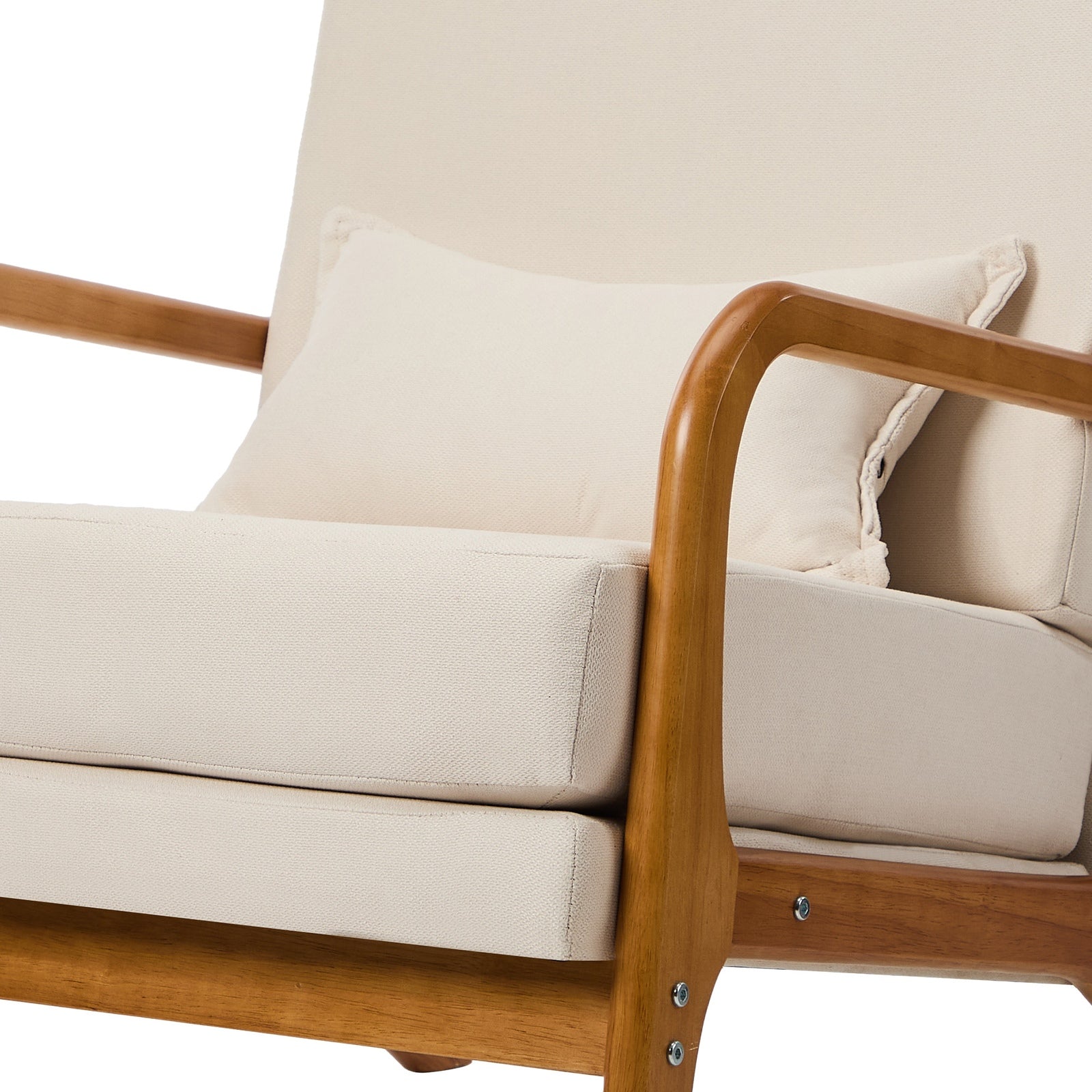 Oikiture Armchair Linen Fabric Lounge Chair with Lumbar Pillow Beige - Sunyee