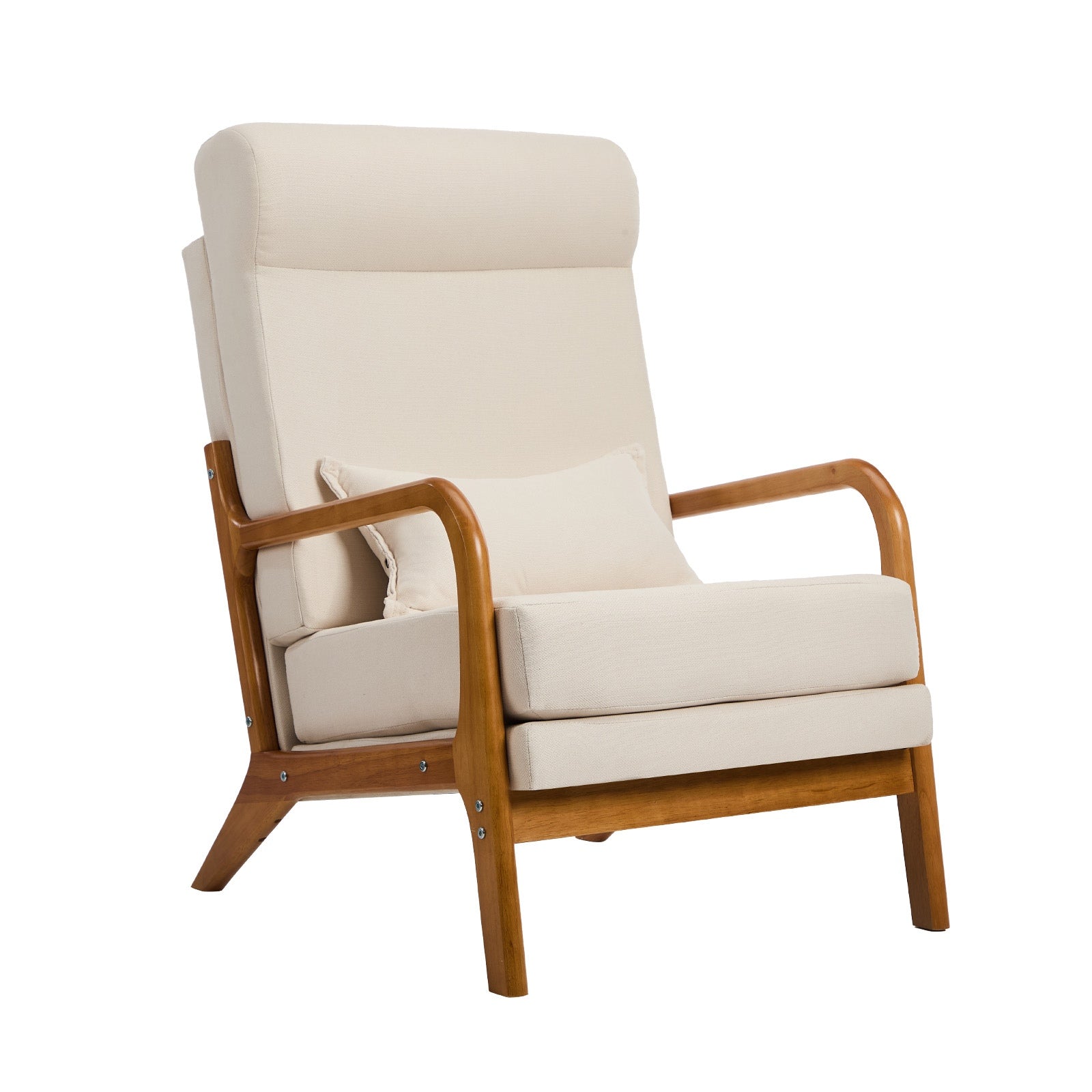 Oikiture Armchair Linen Fabric Lounge Chair Accent Chairs Armchairs with Lumbar - Sunyee