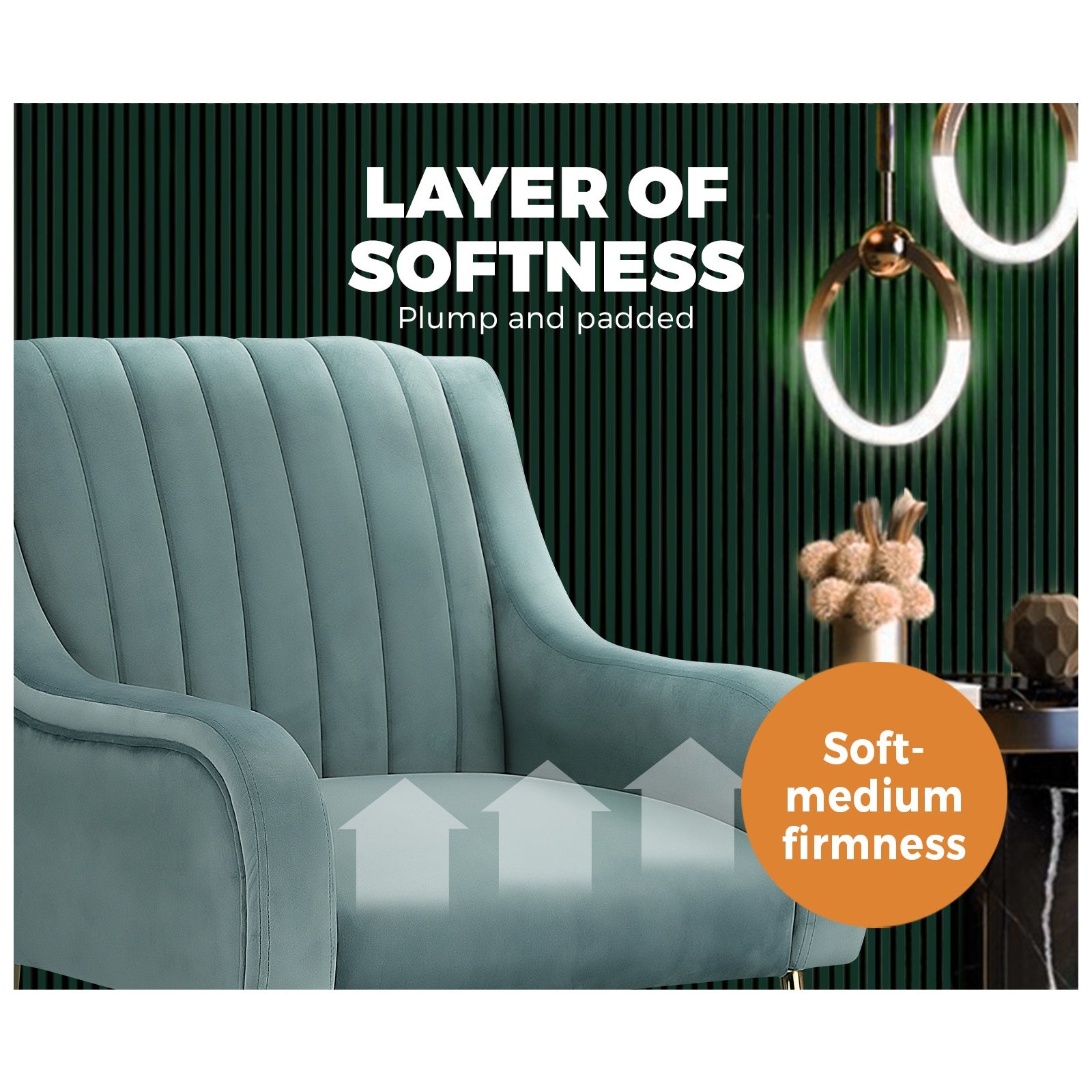 Oikiture Armchair Lounge Chair Accent Chairs Velvet Armchairs Sofa Couches Blue - Sunyee