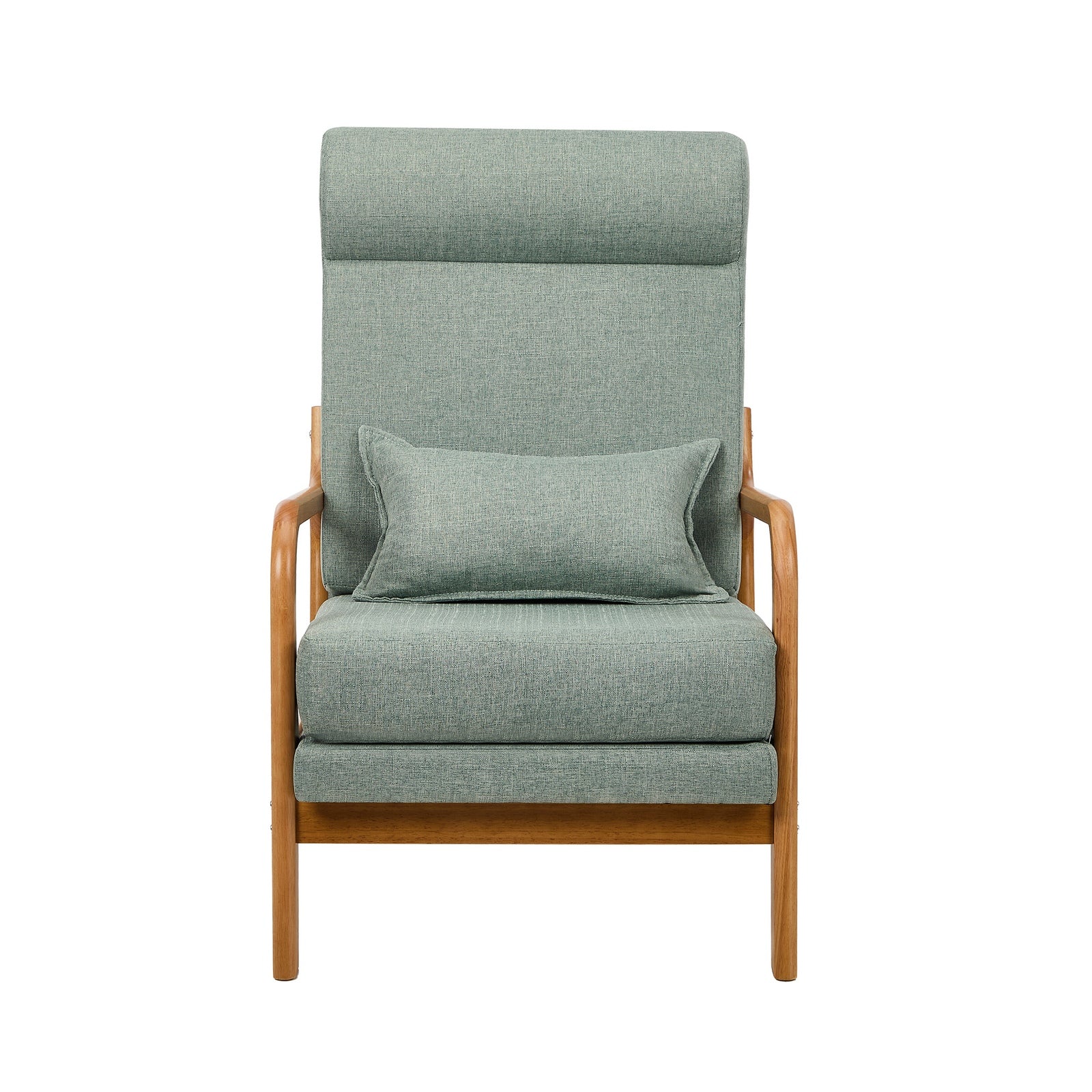 Oikiture Armchair Linen Fabric Lounge Chair with Lumbar Pillow Green - Sunyee