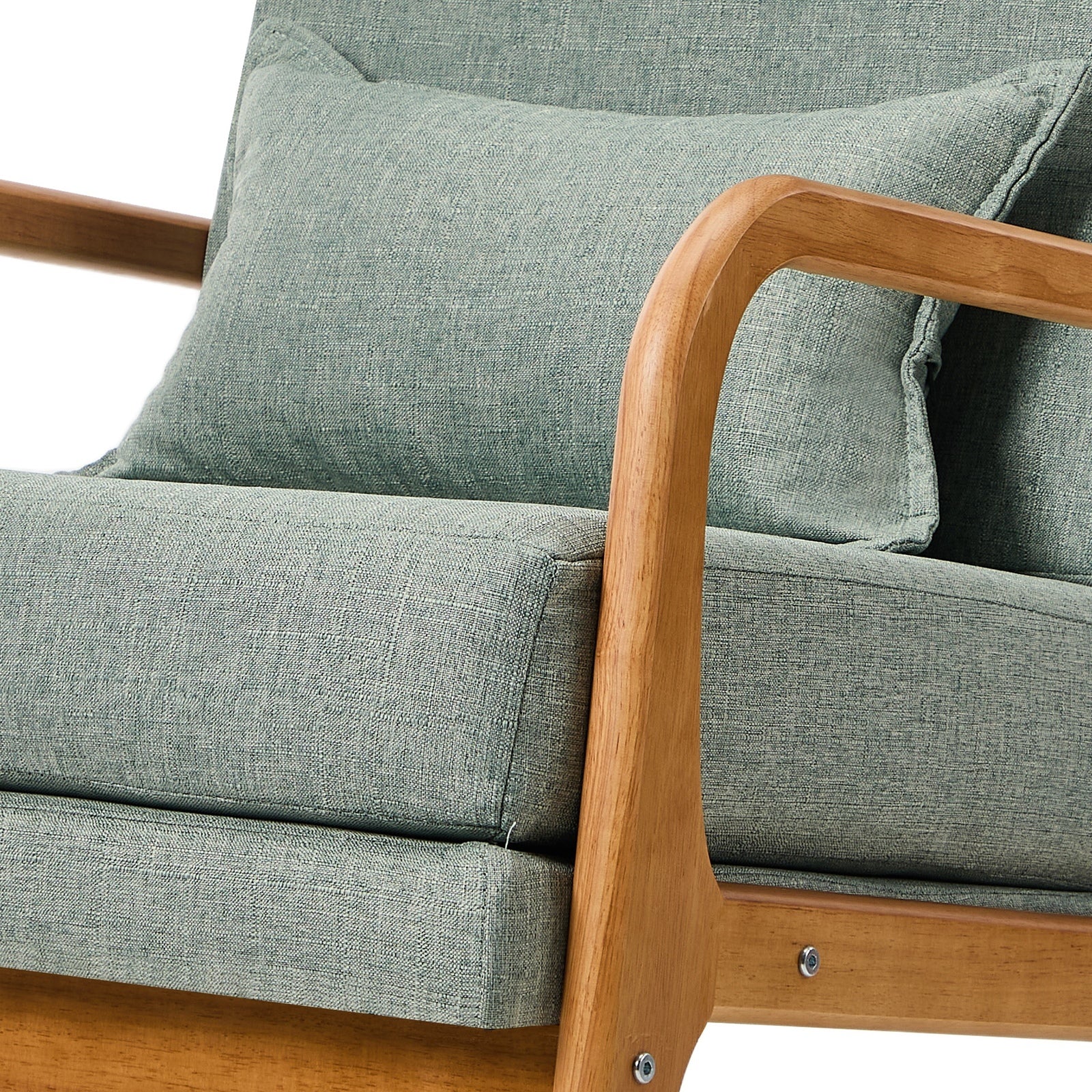 Oikiture 2x Armchair Linen Fabric Lounge Chair with Lumbar Pillow Green - Sunyee