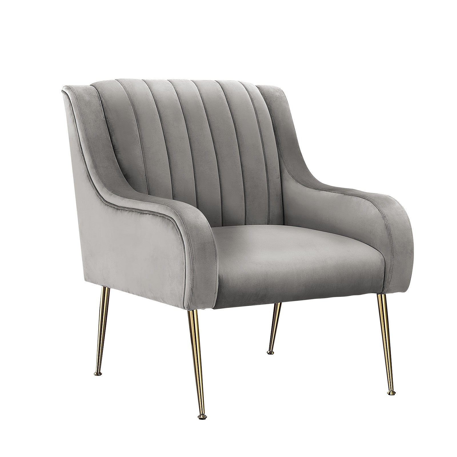 Oikiture Armchair Lounge Chair Accent Chairs Velvet Armchairs Sofa Couches Grey - Sunyee