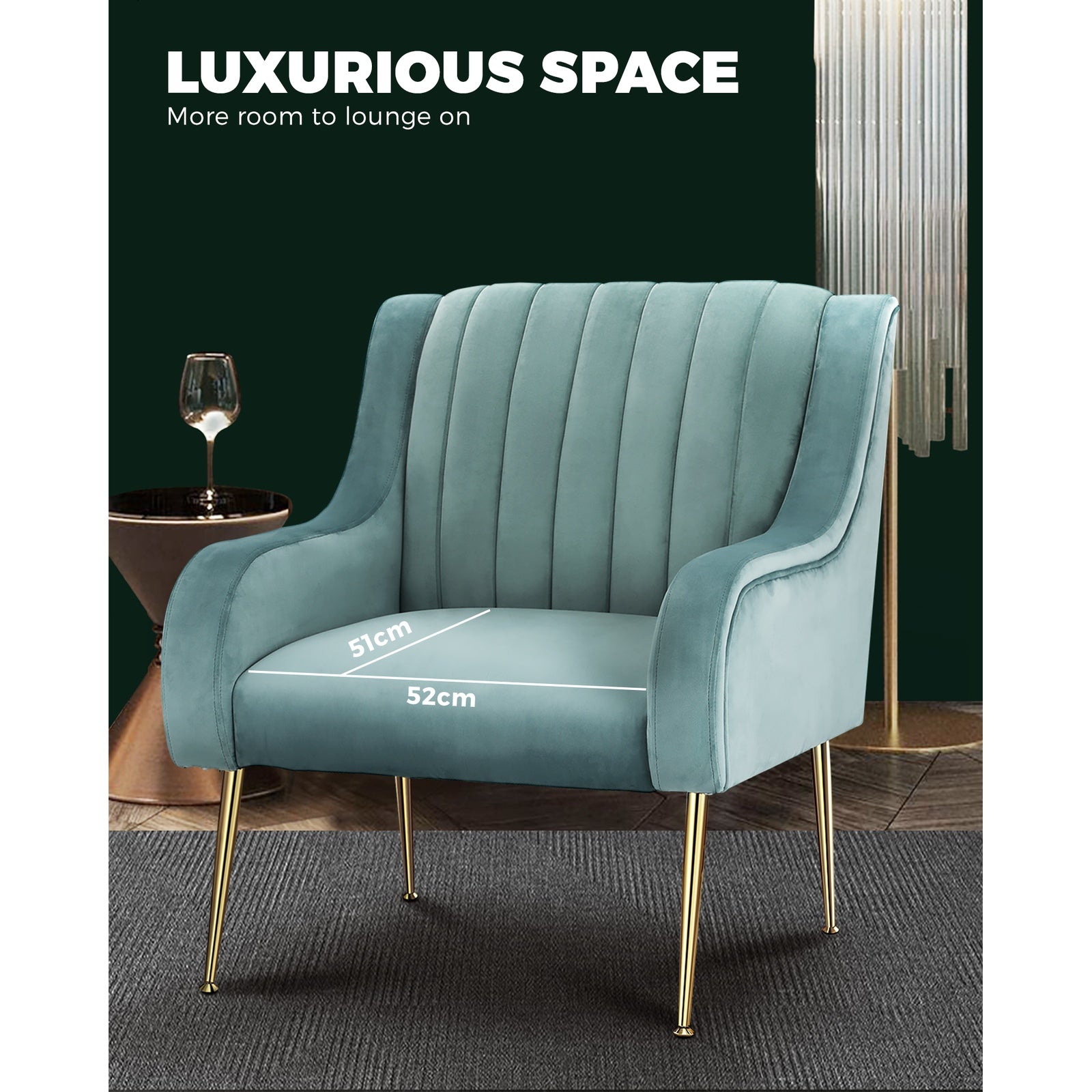 Oikiture Armchair Lounge Chair Accent Chairs Velvet Armchairs Sofa Couches - Sunyee