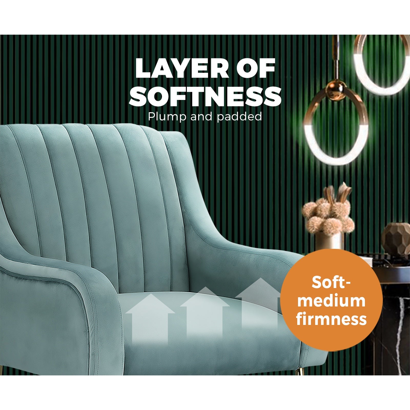 Oikiture Armchair Lounge Chair Accent Chairs Velvet Armchairs Sofa Couches - Sunyee