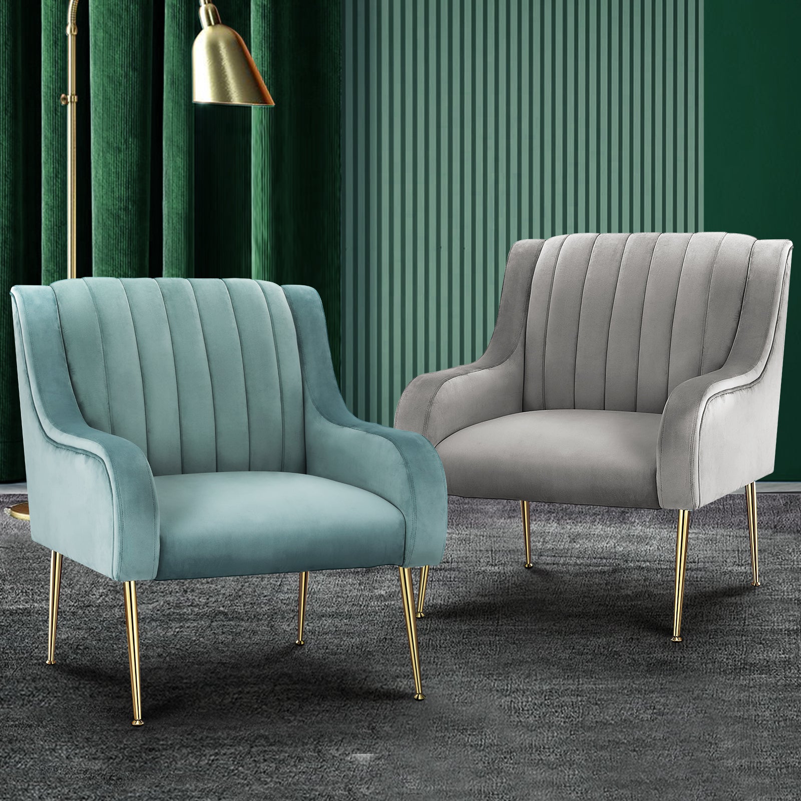 Oikiture Armchair Lounge Chair Accent Chairs Velvet Armchairs Sofa Couches - Sunyee