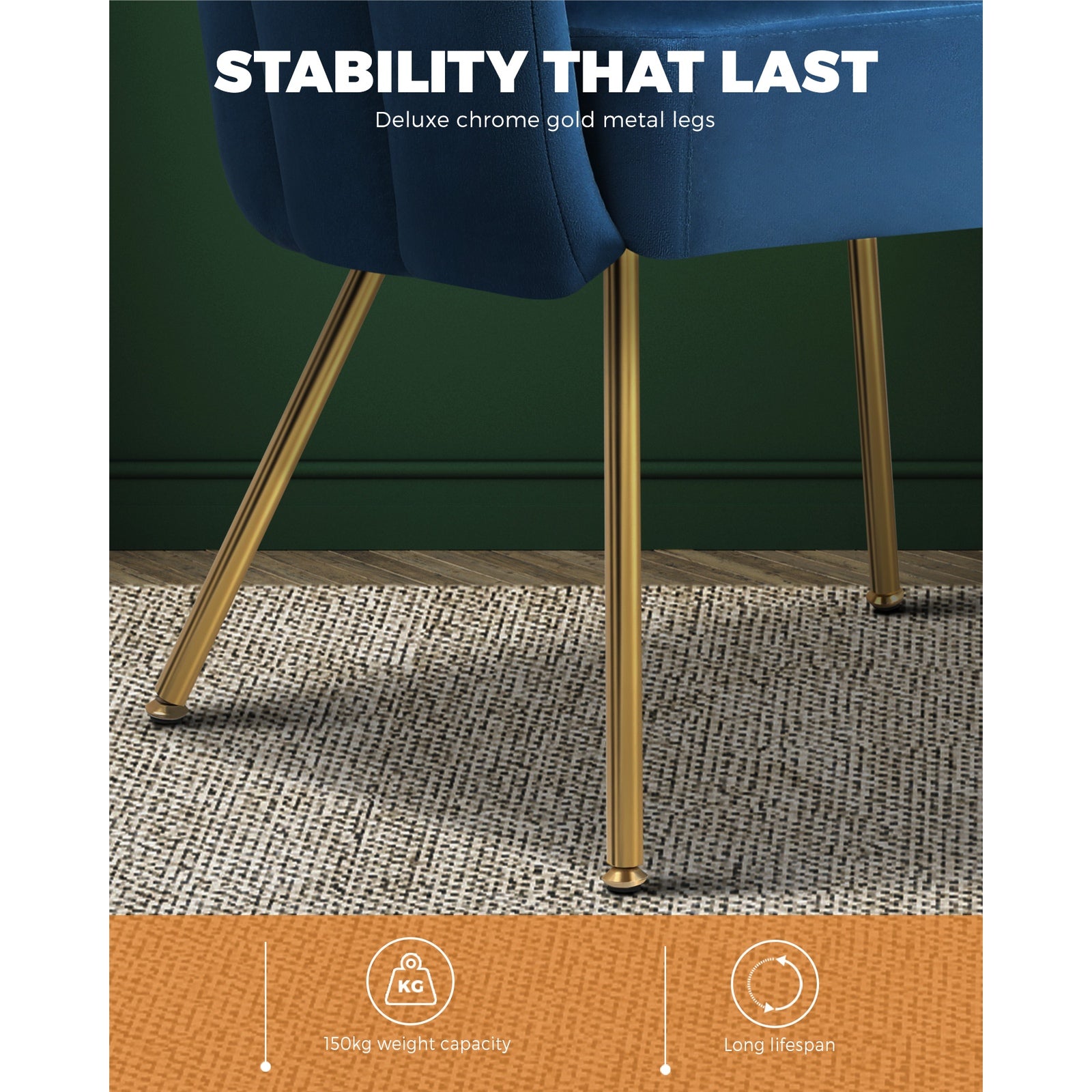 Oikiture Armchair Lounge Chair Accent Chairs Velvet Fabric Sofa Navy Blue - Sunyee